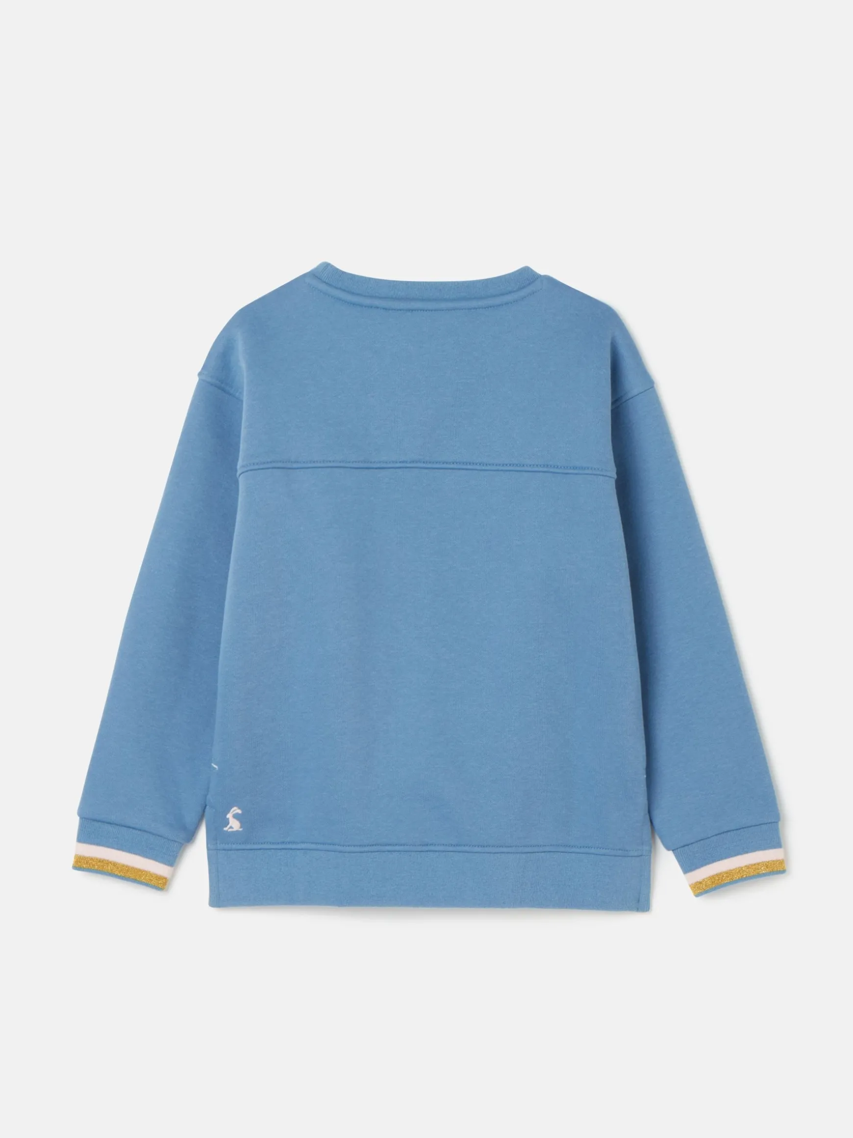Girls' Mackenzie Blue Rabbit Embroidered Artwork Crew Neck Sweatshirt