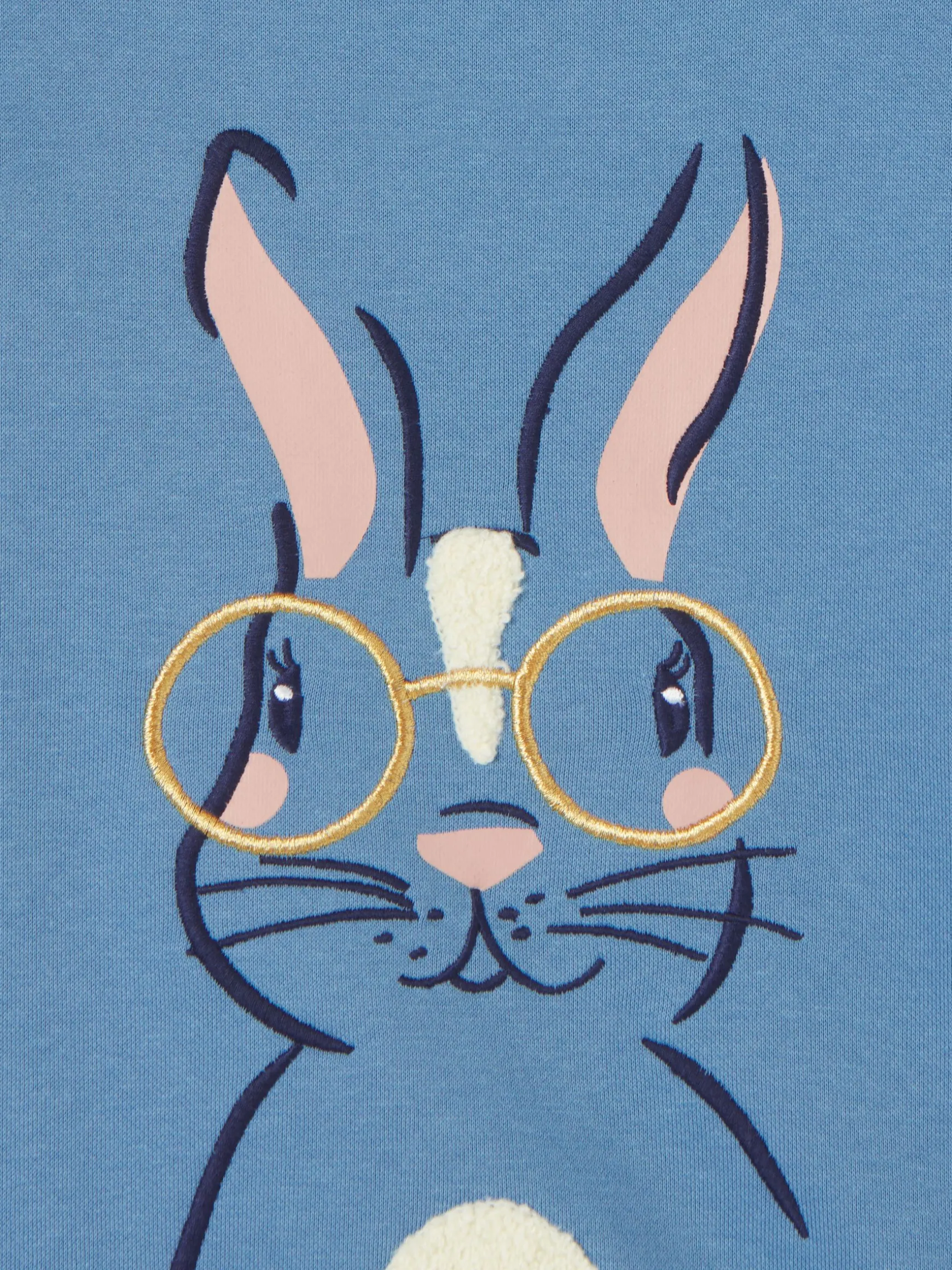 Girls' Mackenzie Blue Rabbit Embroidered Artwork Crew Neck Sweatshirt