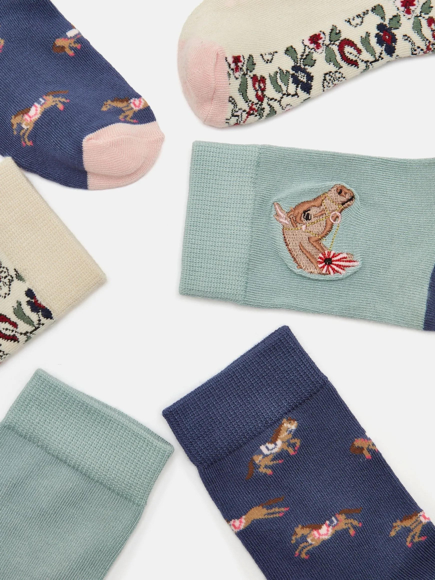 Girls' Neat Feet Blue 3 Pack Socks