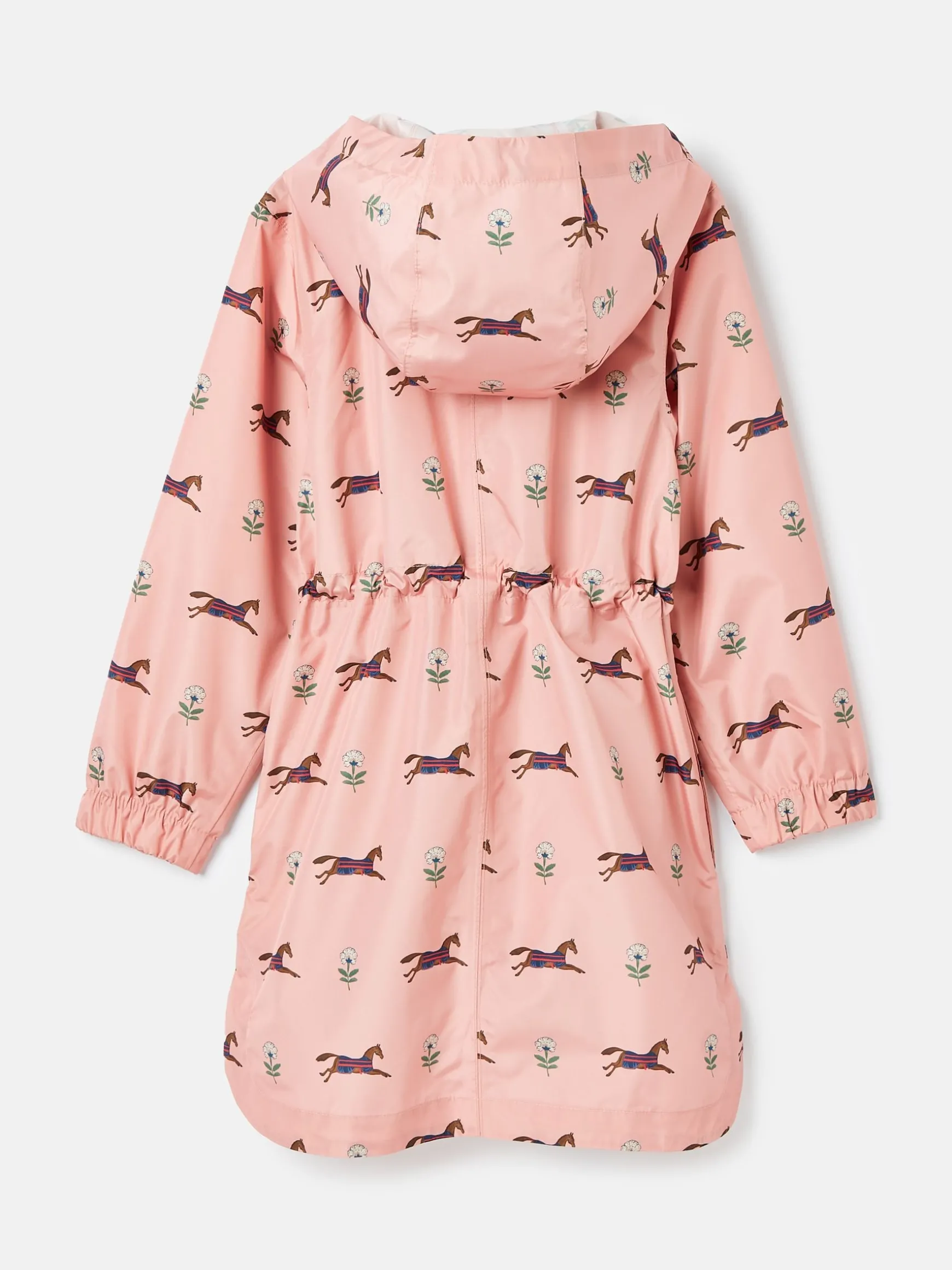 Girls' Rainford Pink Horse Waterproof Packable Raincoat With Hood