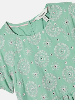 Girls' Sunshine Green Tiered Woven Dress