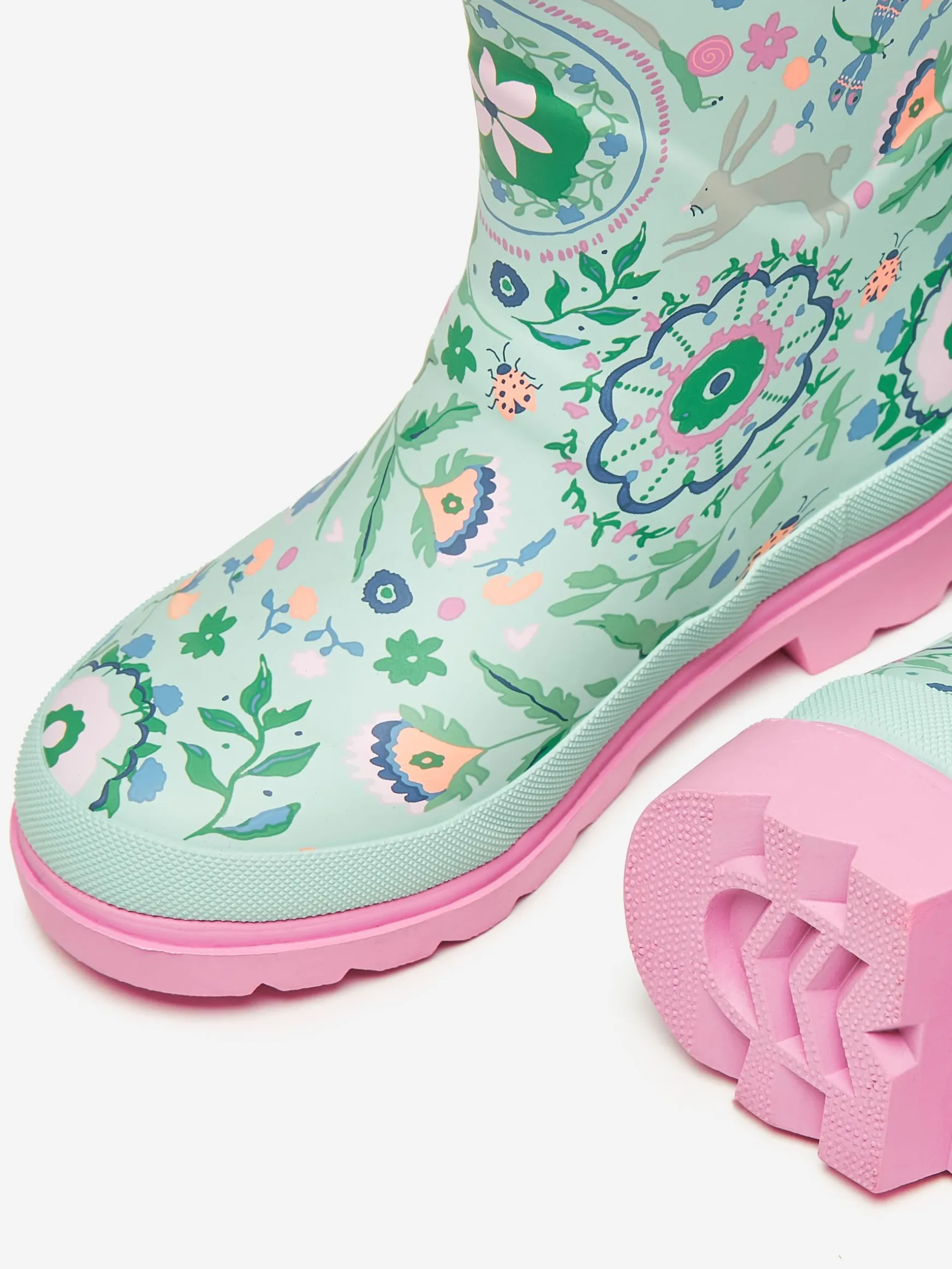 Girls' Teal Blue Printed Wellies