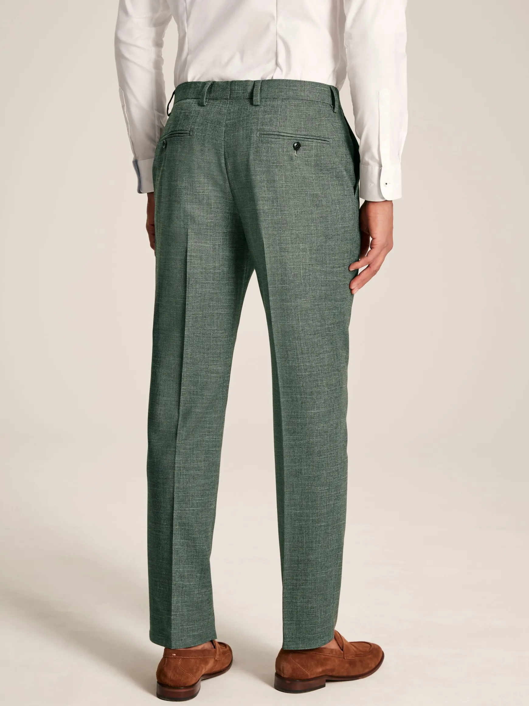 Green Slim Textured Suit Trousers