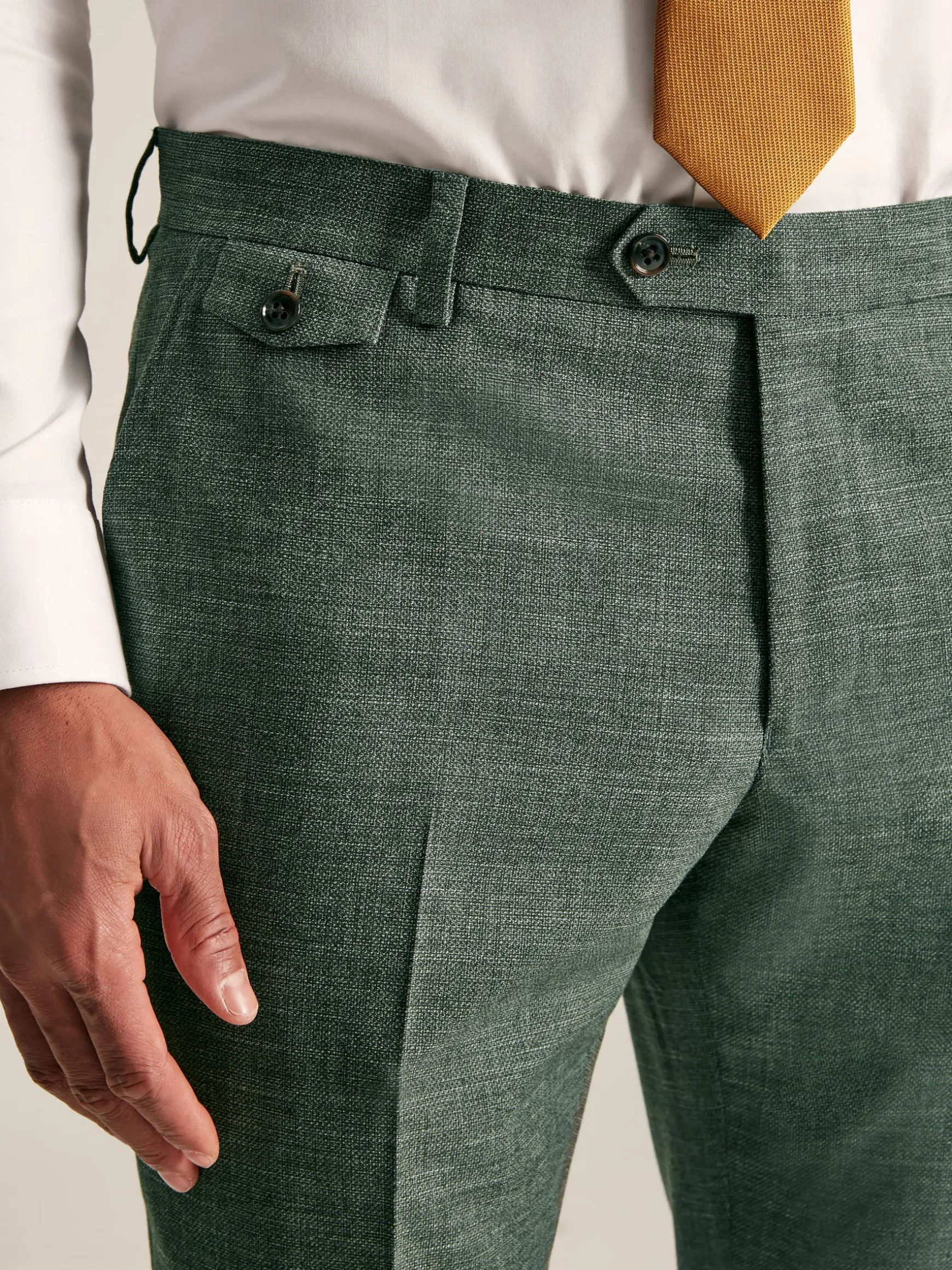 Green Slim Textured Suit Trousers