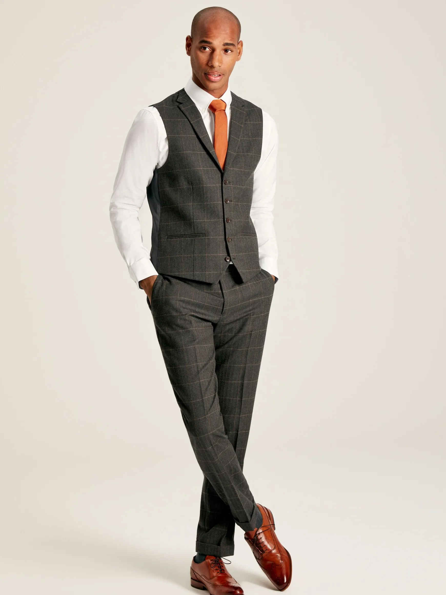 Green Window Pane Check Suit Waistcoat