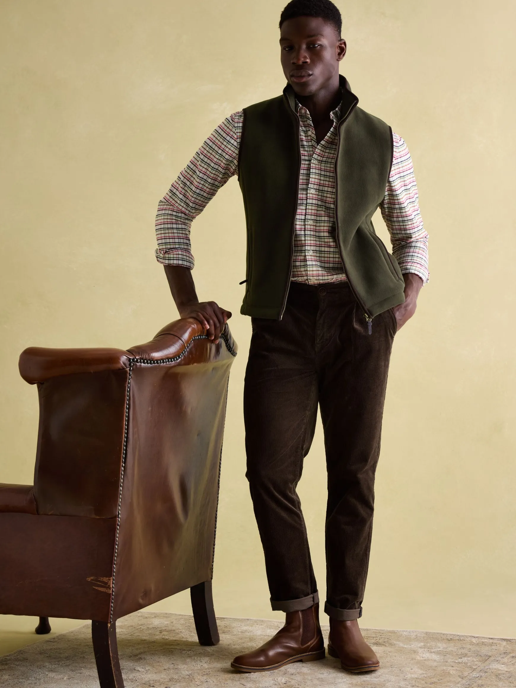 Greenfield Green Full Zip Fleece Gilet