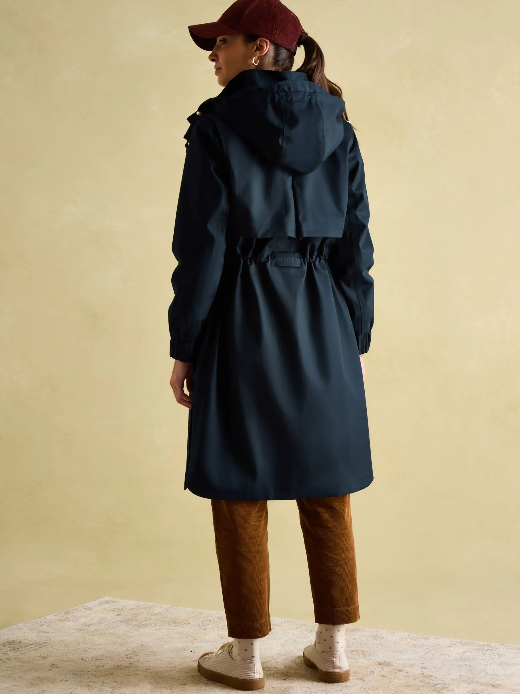 Harpsden Navy Blue Waterproof Long Raincoat with Hood
