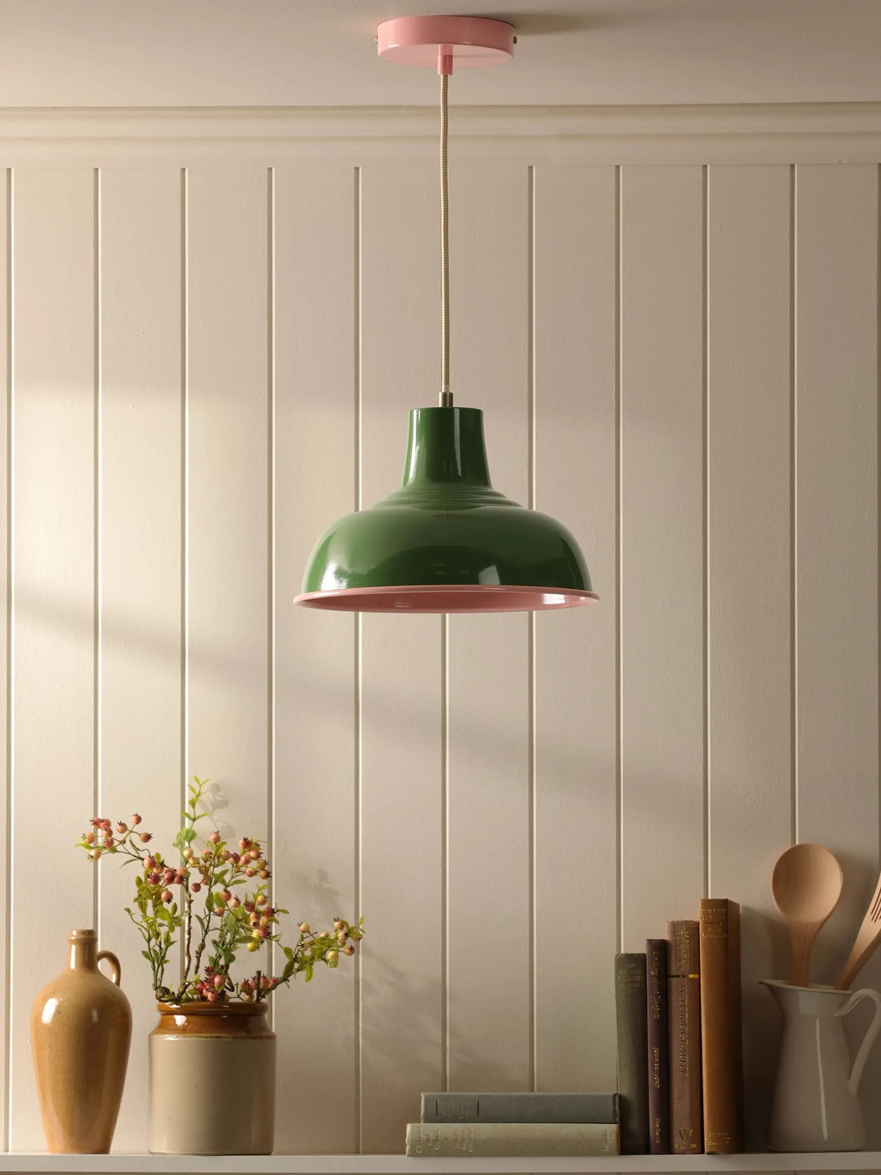 Hatfield Green & Pink Industrial-Style Pendant Light