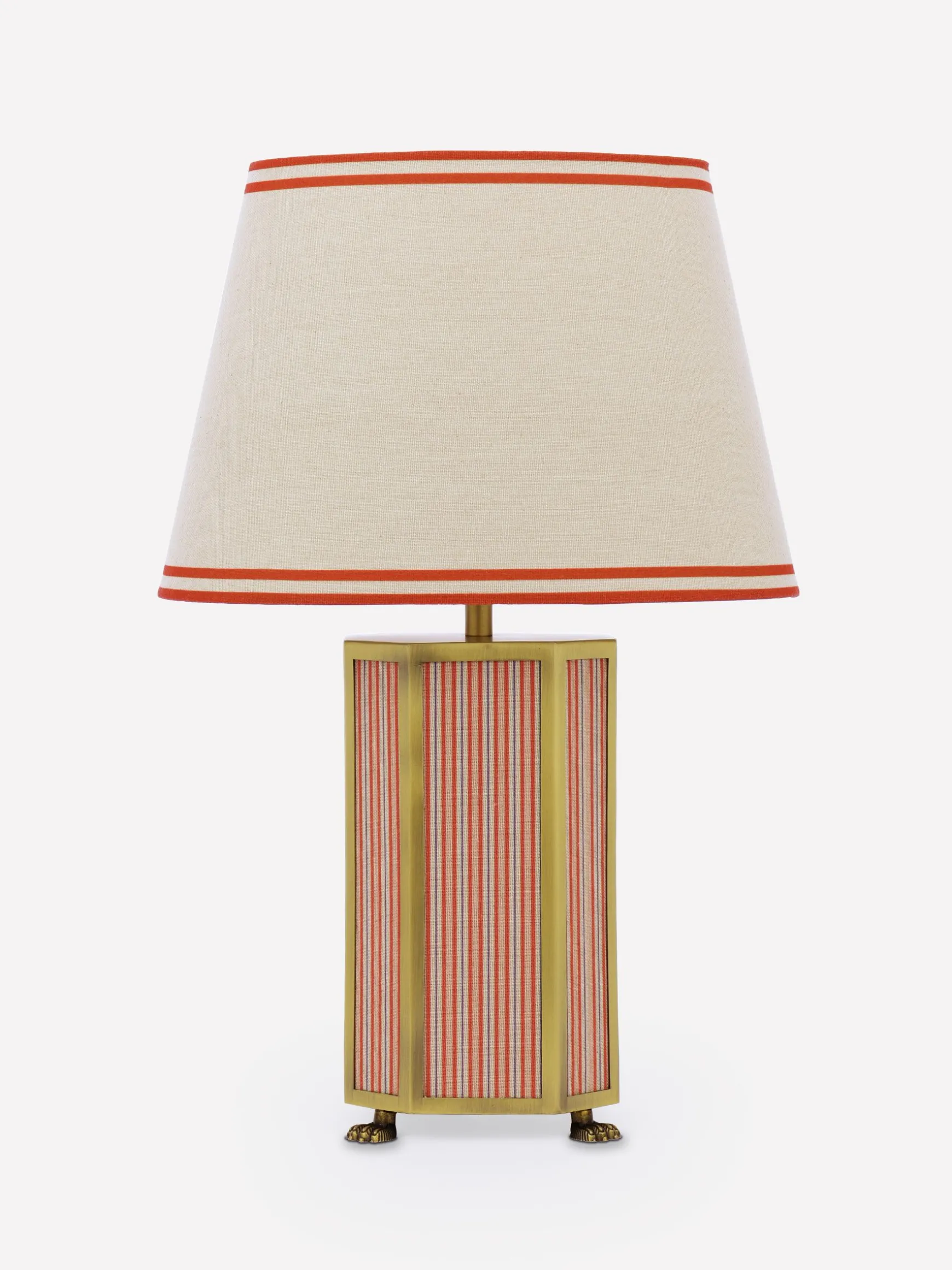 Helmingham Red Stripe Claw Foot Table Lamp