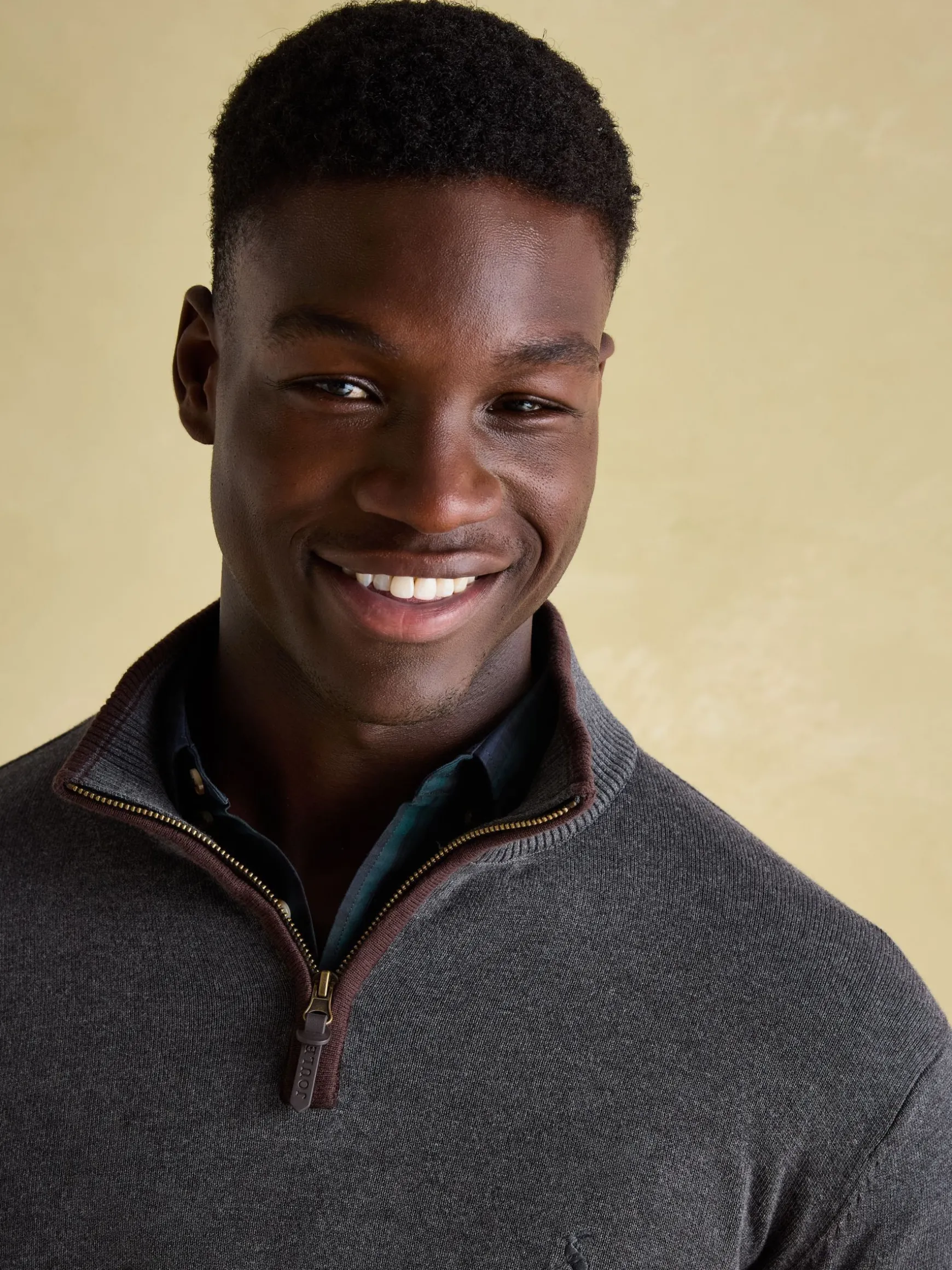 Hillside Charcoal Grey Quarter Zip Knit Jumper