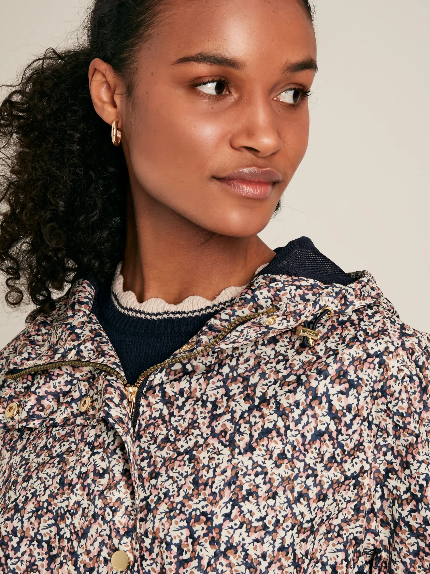 Holkham Ditsy Floral Waterproof Packable Raincoat With Hood