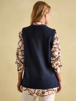 Holly Navy Longline Knitted Vest