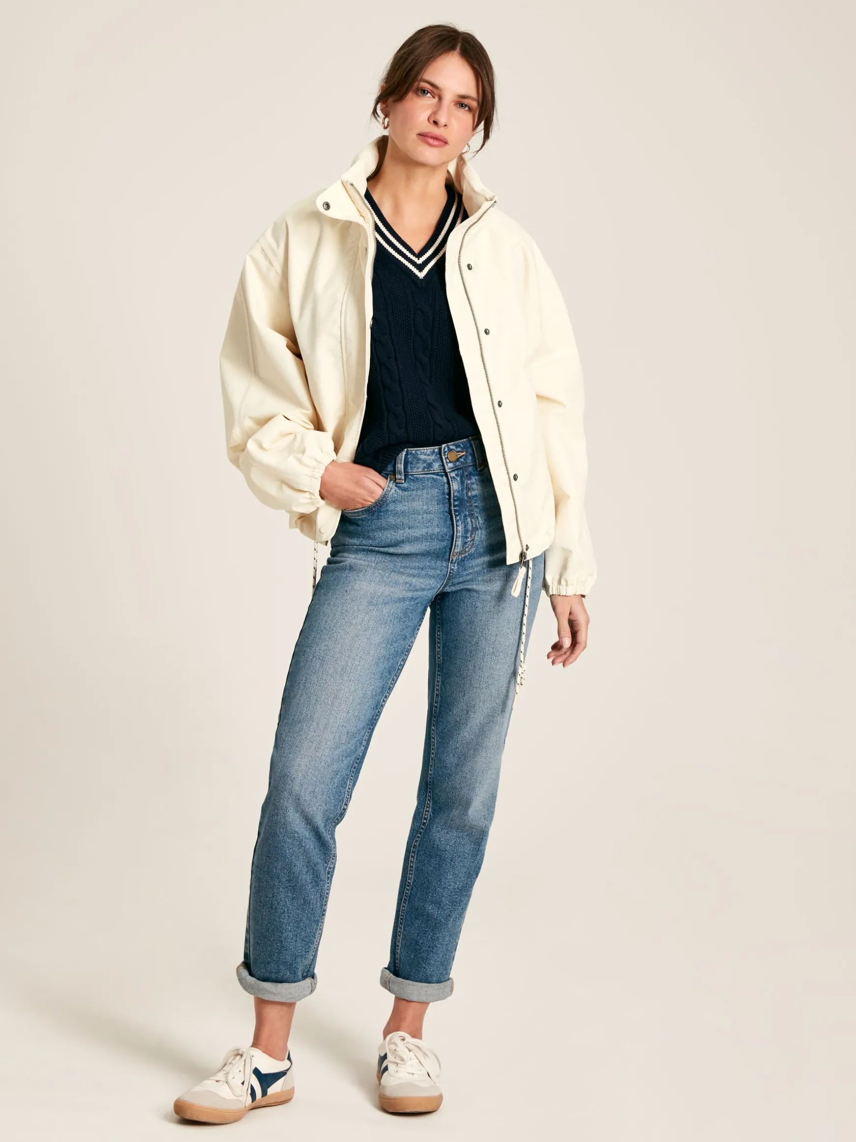 Hove Cream Waterproof Windbreaker Jacket