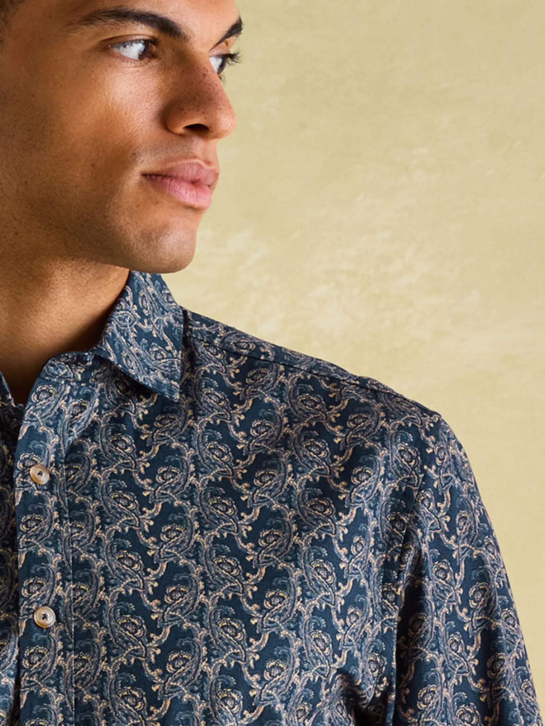 Invitation Navy Paisley Cotton Shirt