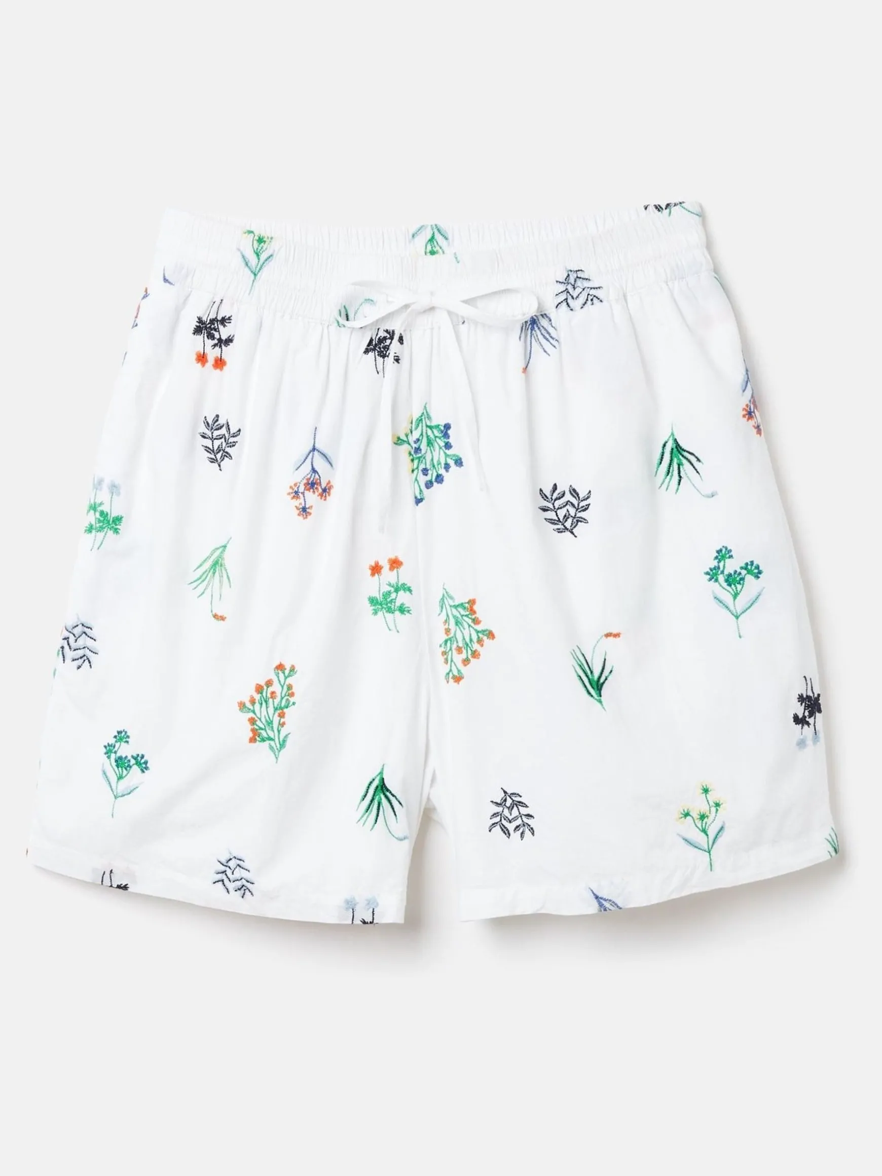 Iris White Ground Embroidered Shorts