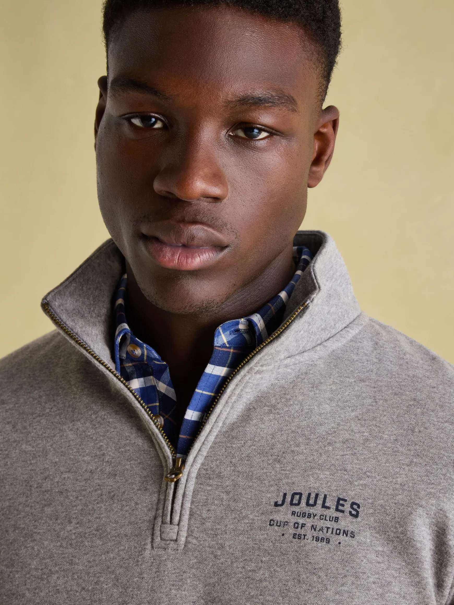 Jenkins Grey Marl Quarter Zip Graphic Sweatshirt