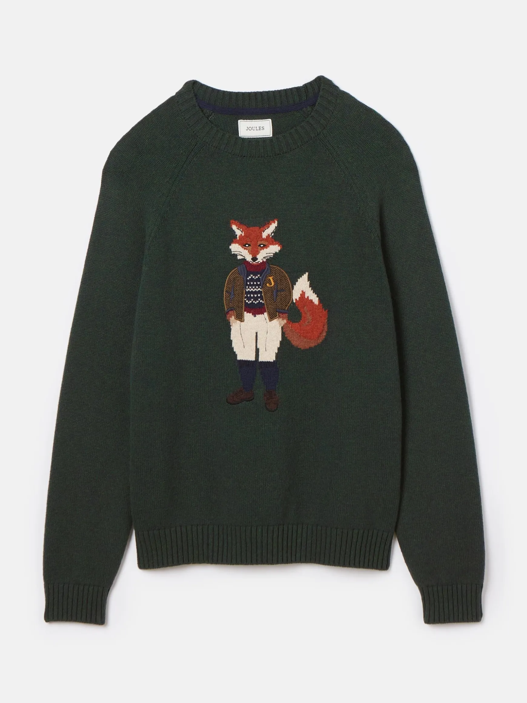 Jonty Green Intarsia Crew Knit Jumper