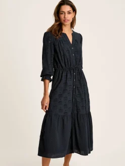 Juliana Navy Blue Broderie Dress