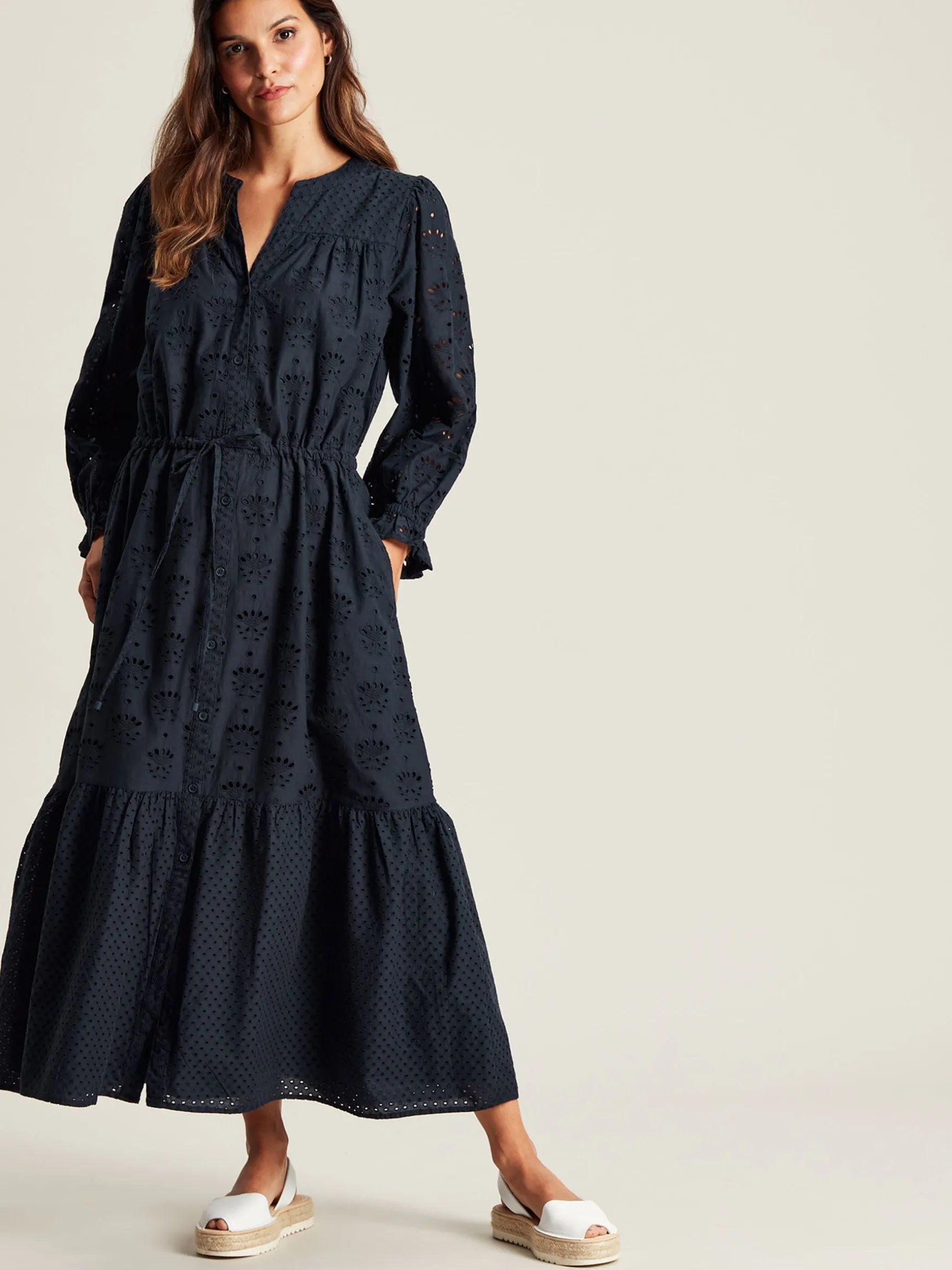 Juliana Navy Broderie Dress