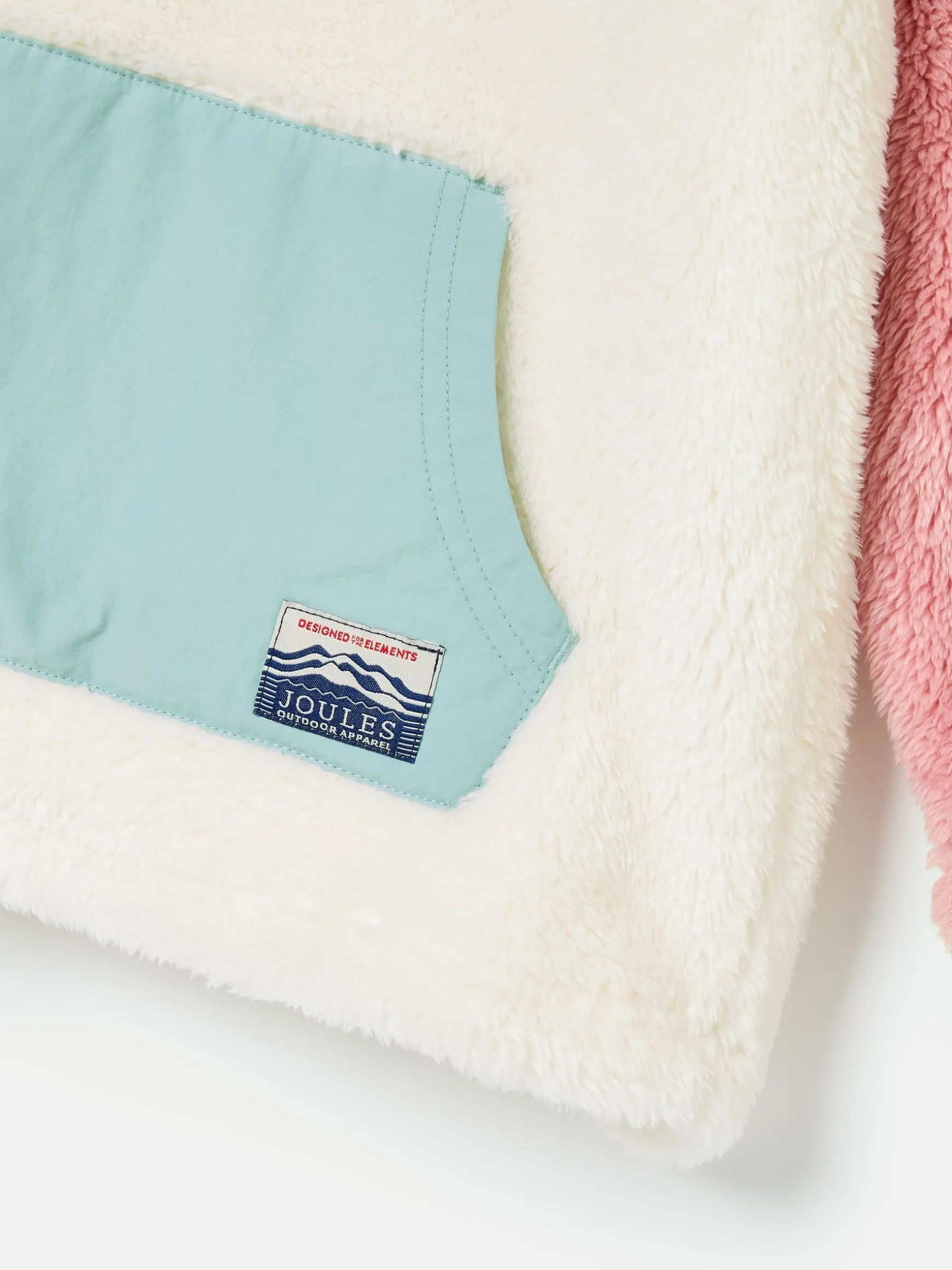 Kids' Always Cosy Cream Colourblock Quarter Zip Borg Fleece