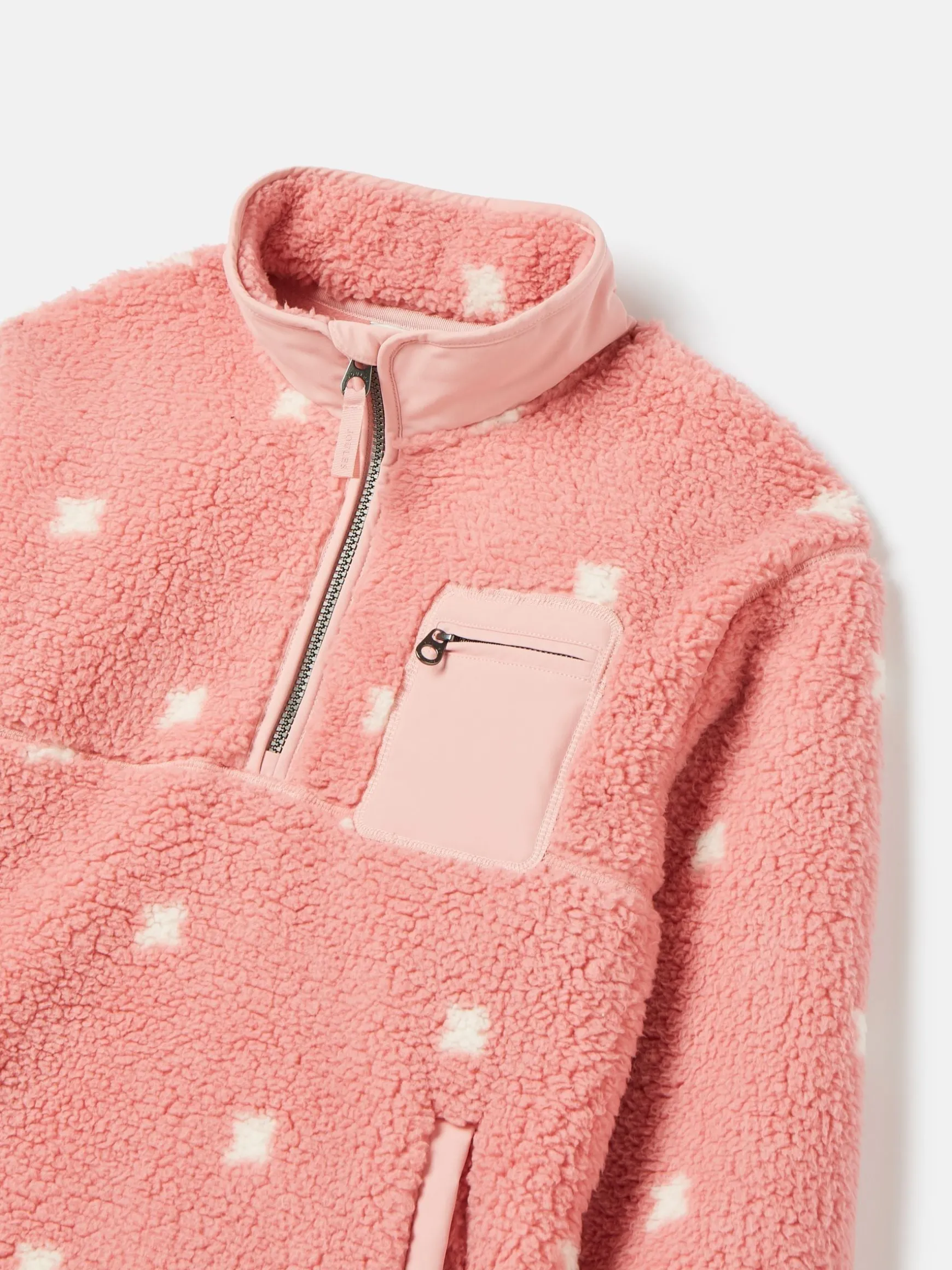 Kids' Tilly Pink Spot Half Zip Borg Fleece