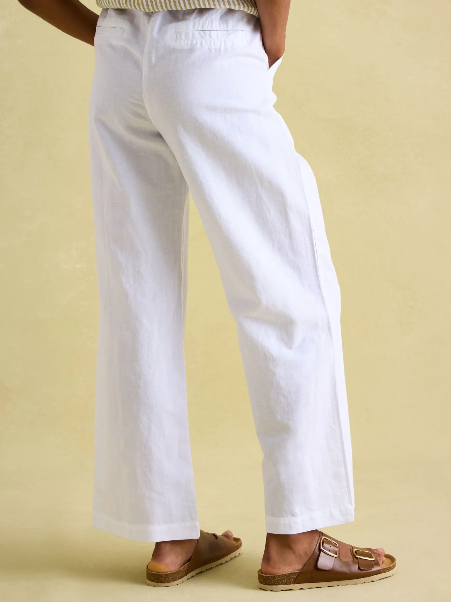 Linen Blend White Trousers