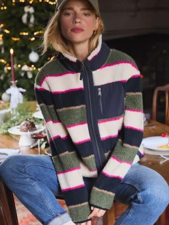 Lottie Multi stripe Borg Fleece Jacket