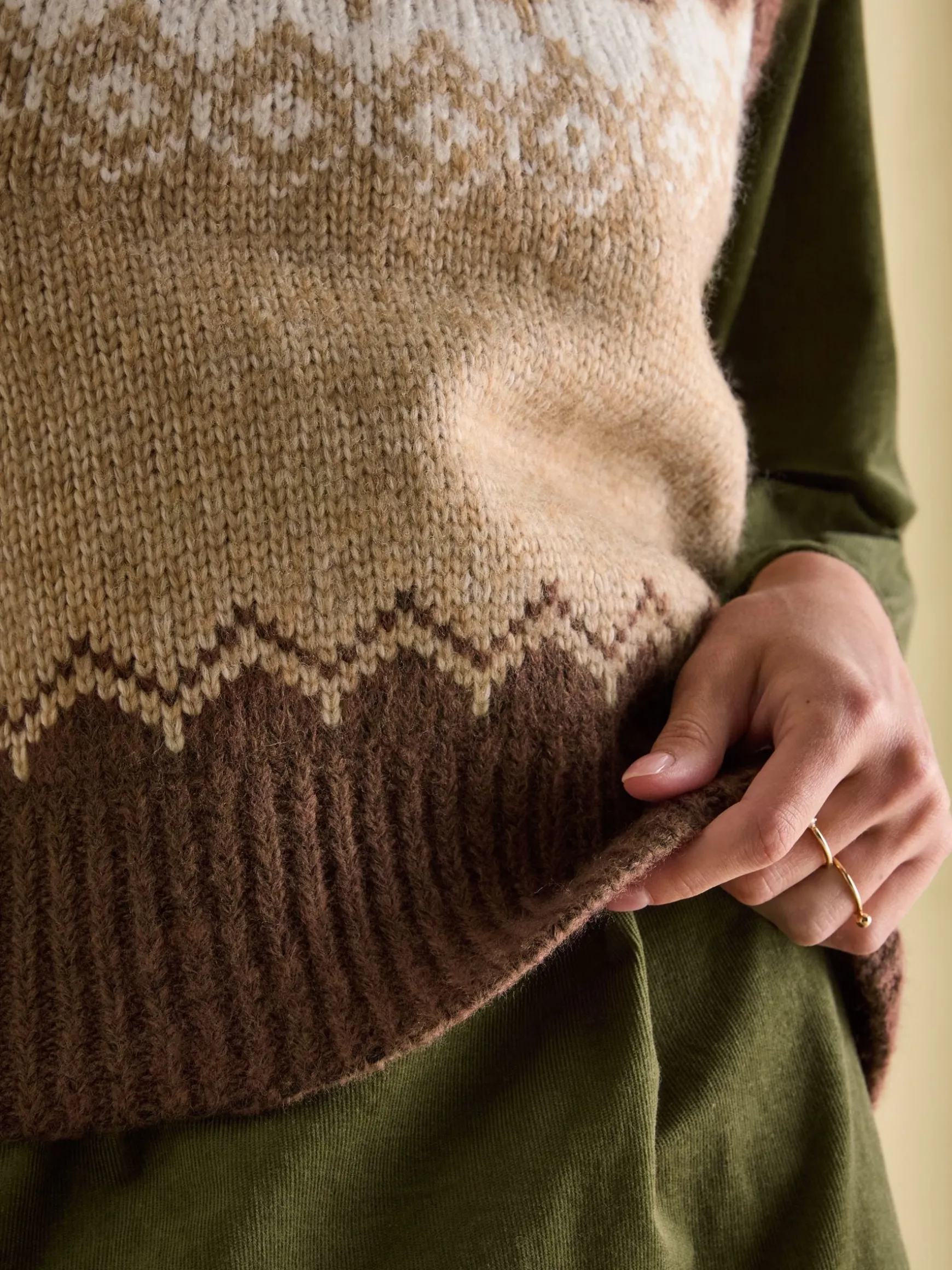 Lowry Brown Knitted Fair Isle Vest