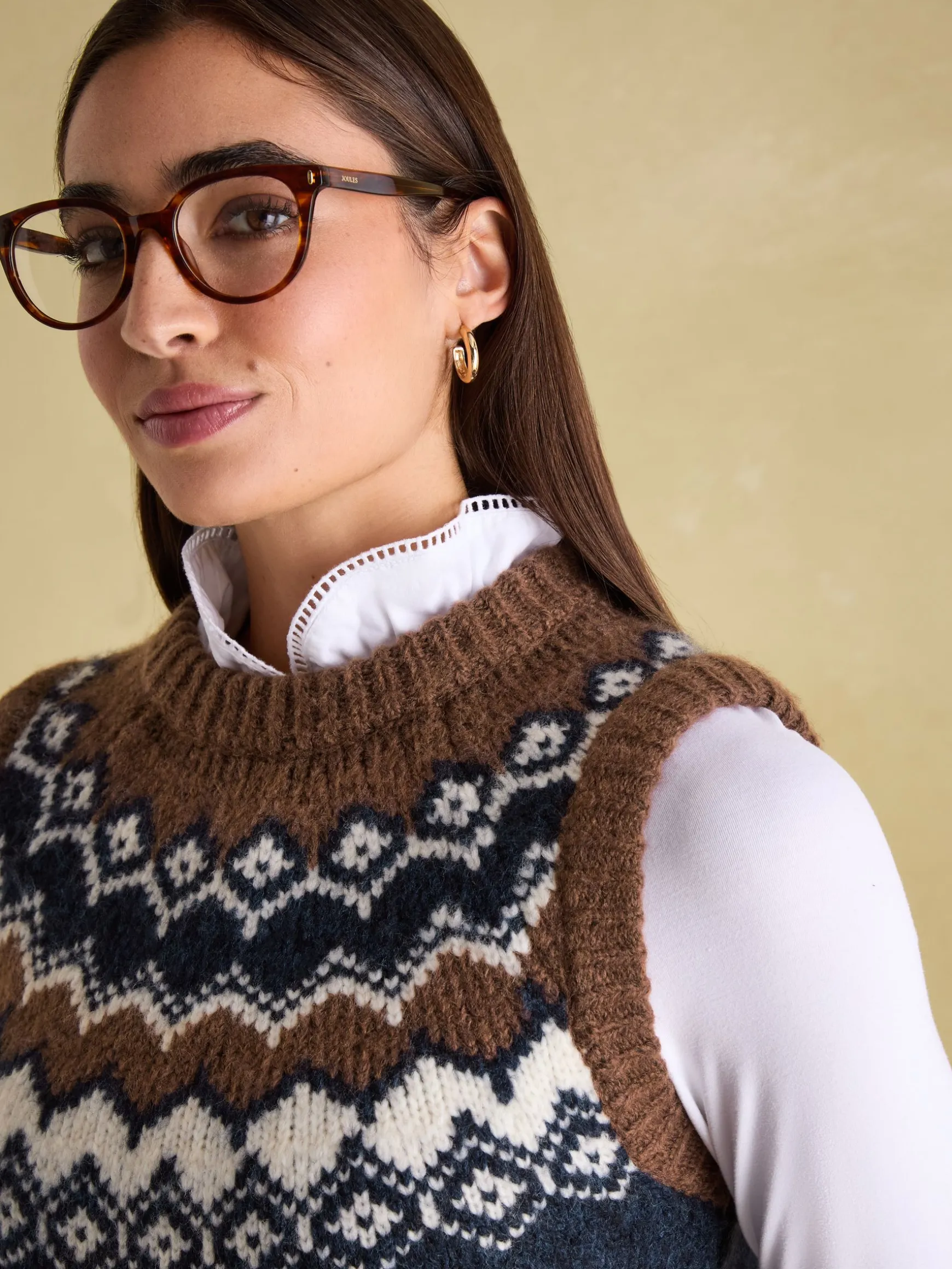 Lowry Cream/Navy Knitted Fair Isle Vest