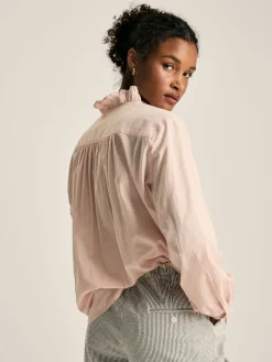 Melanie Pink Cotton Ruffle Blouse