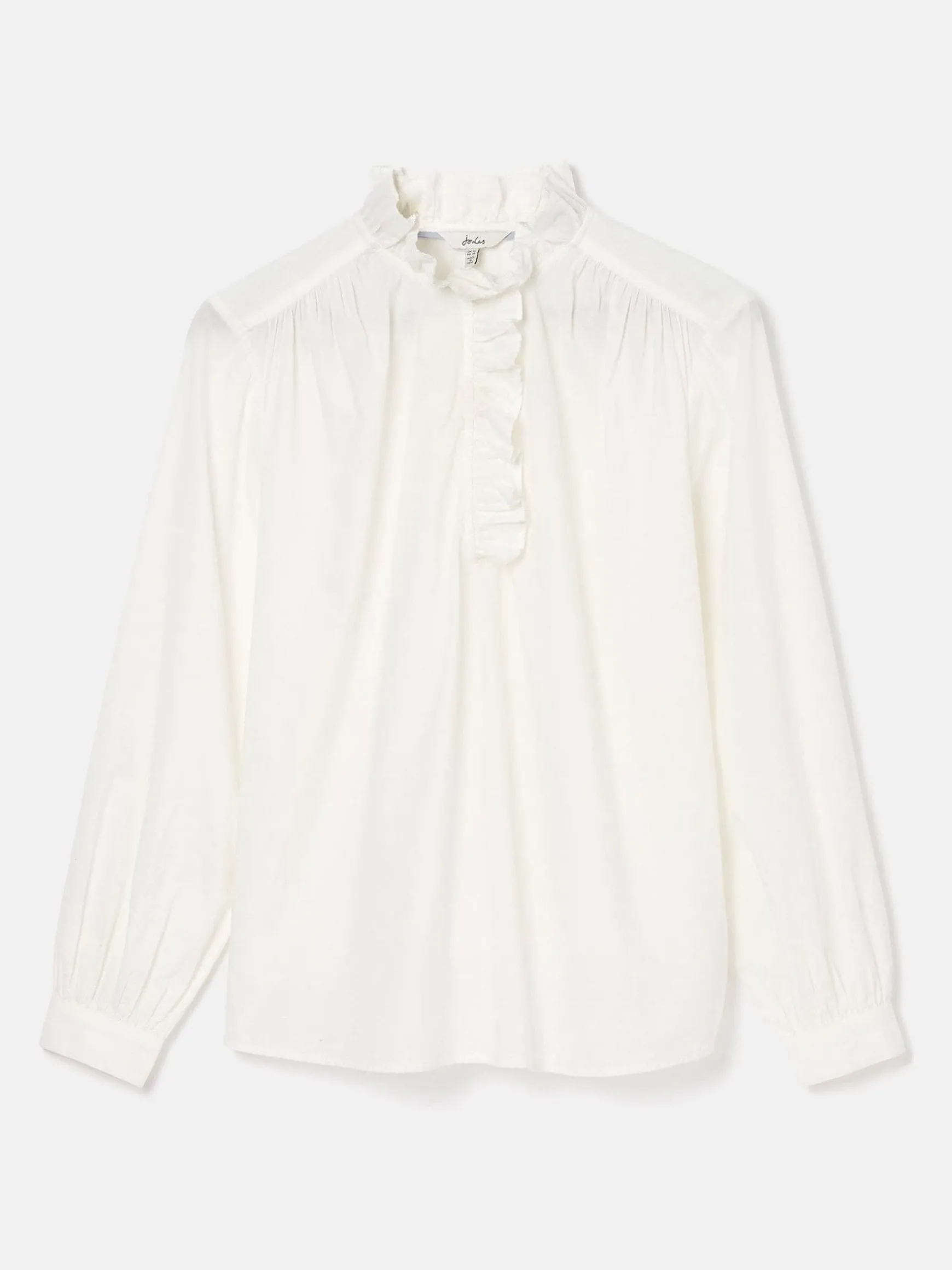 Melanie White Cotton Ruffle Blouse