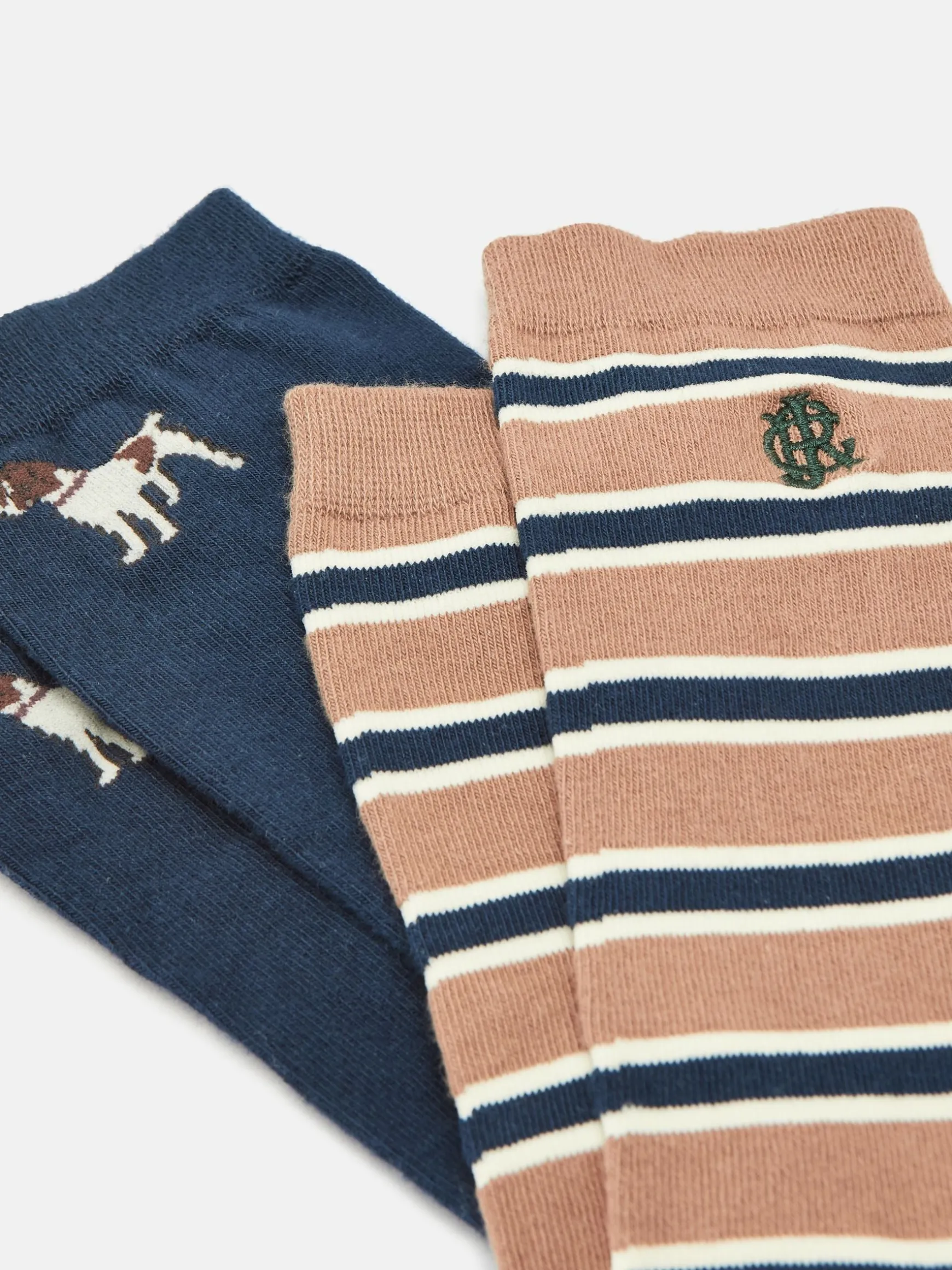 Men's Kingsbury Navy/Camel 2 Pack Socks (size 7-12)