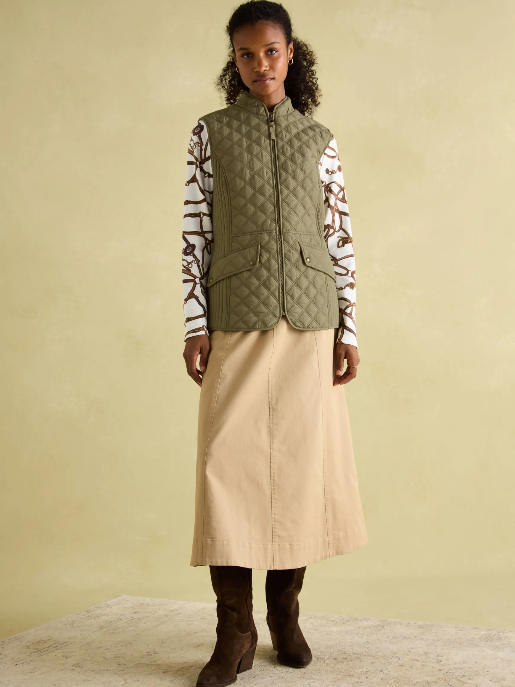 Minx Green Showerproof Diamond Quilted Gilet