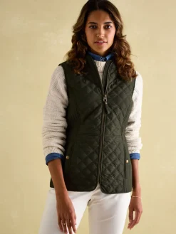 Minx Khaki Green Showerproof Diamond Quilted Gilet