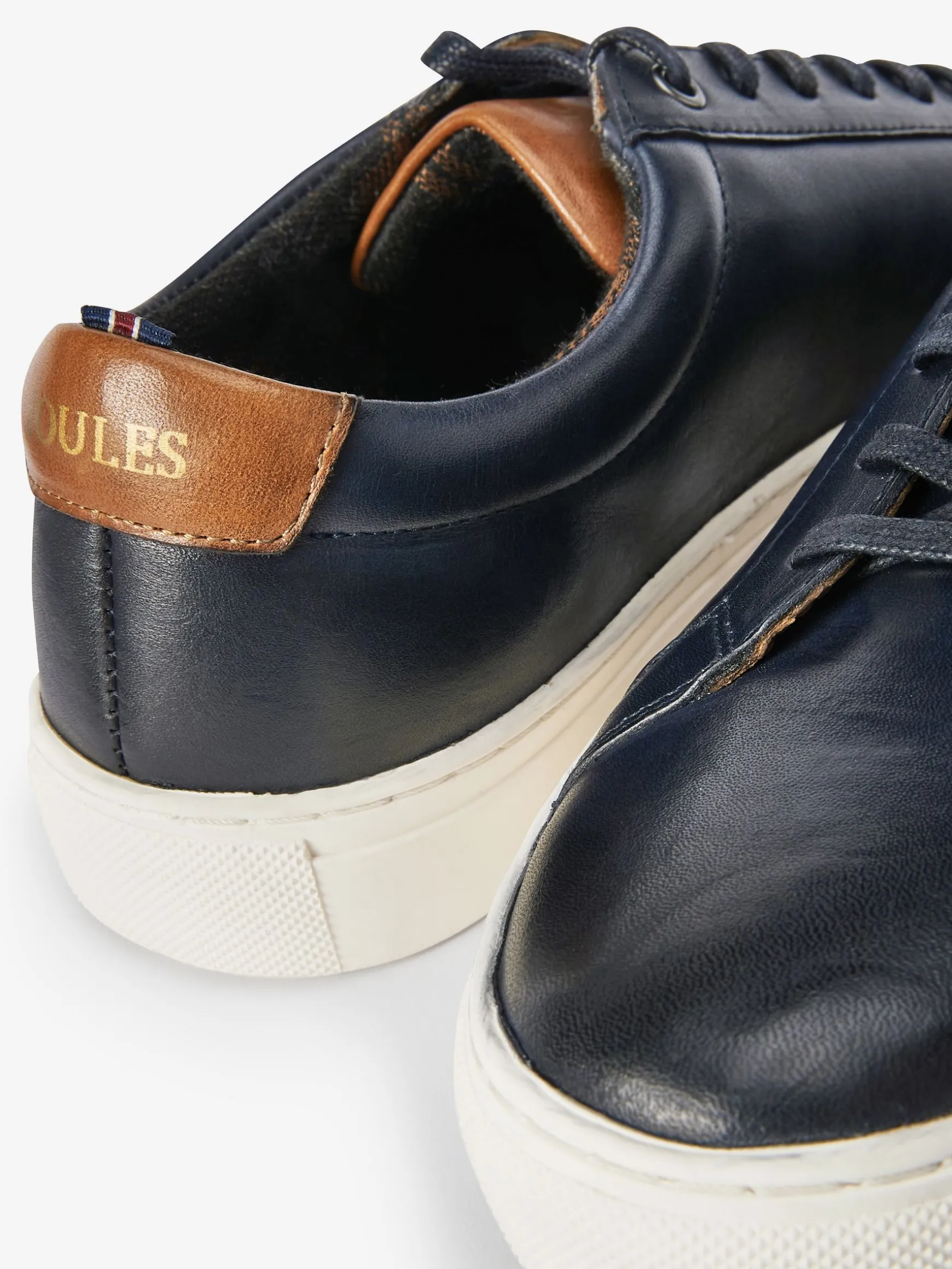 Navy Blue Leather Trainers