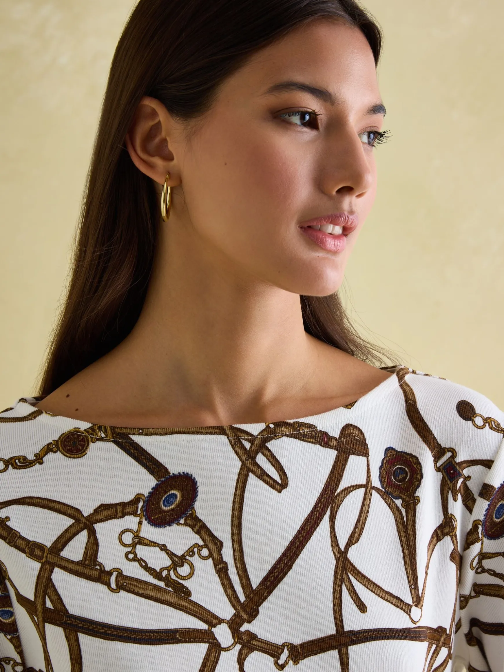 New Harbour Cream Bridle Boat Neck Breton Top