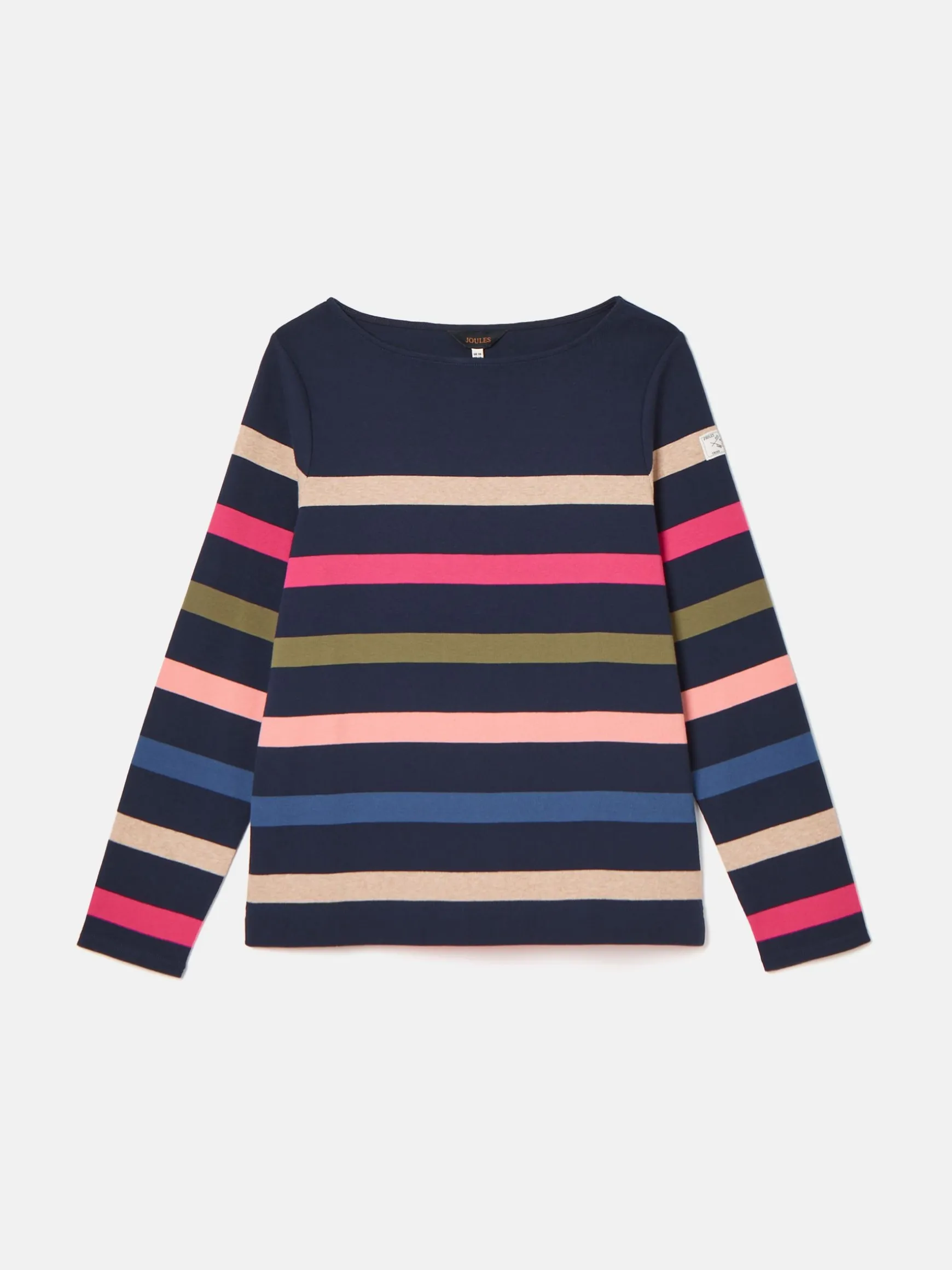 New Harbour Navy multi Boat Neck Breton Top