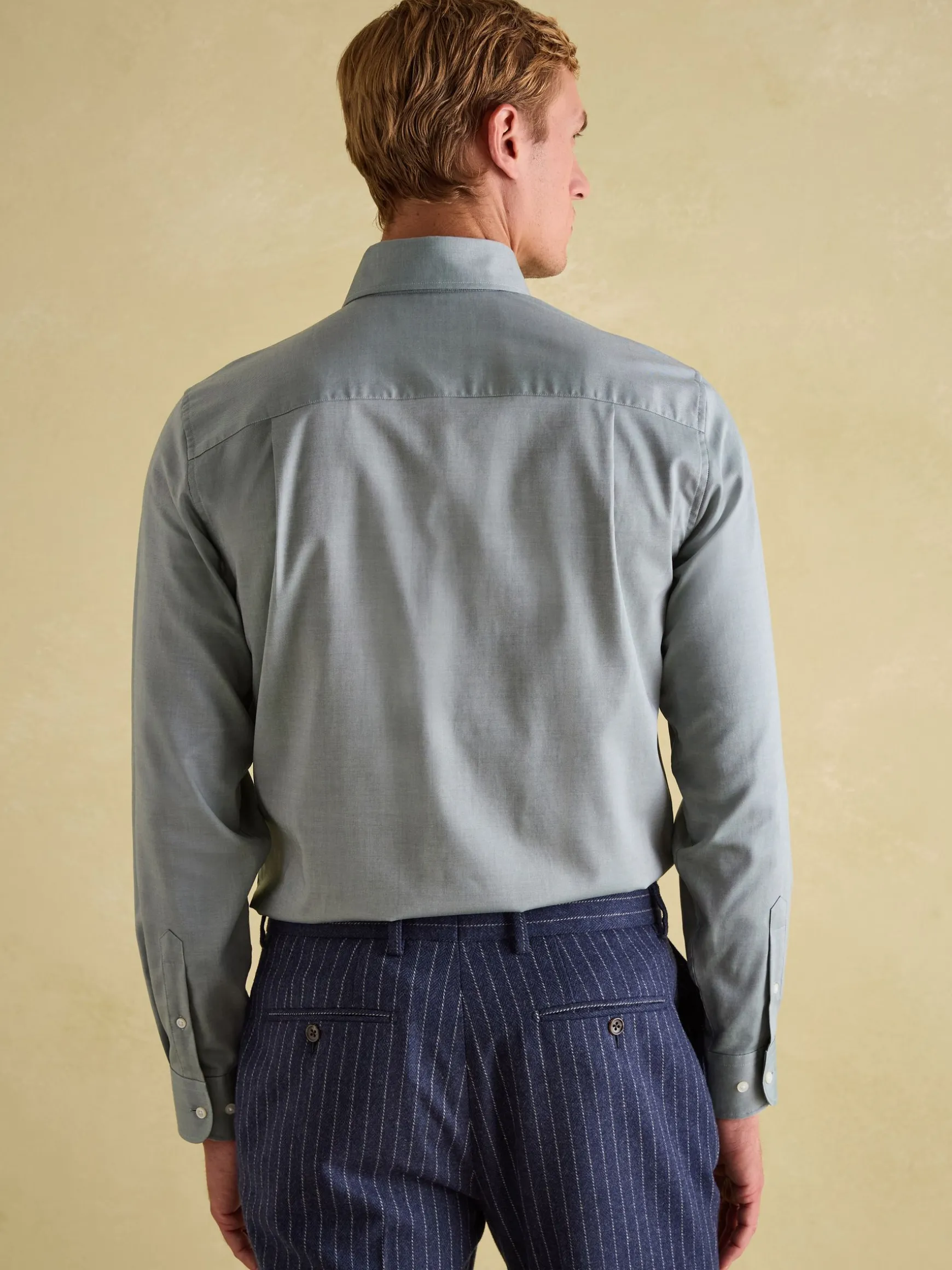 Next Green Regular Fit Twill Single Cuff Shirt
