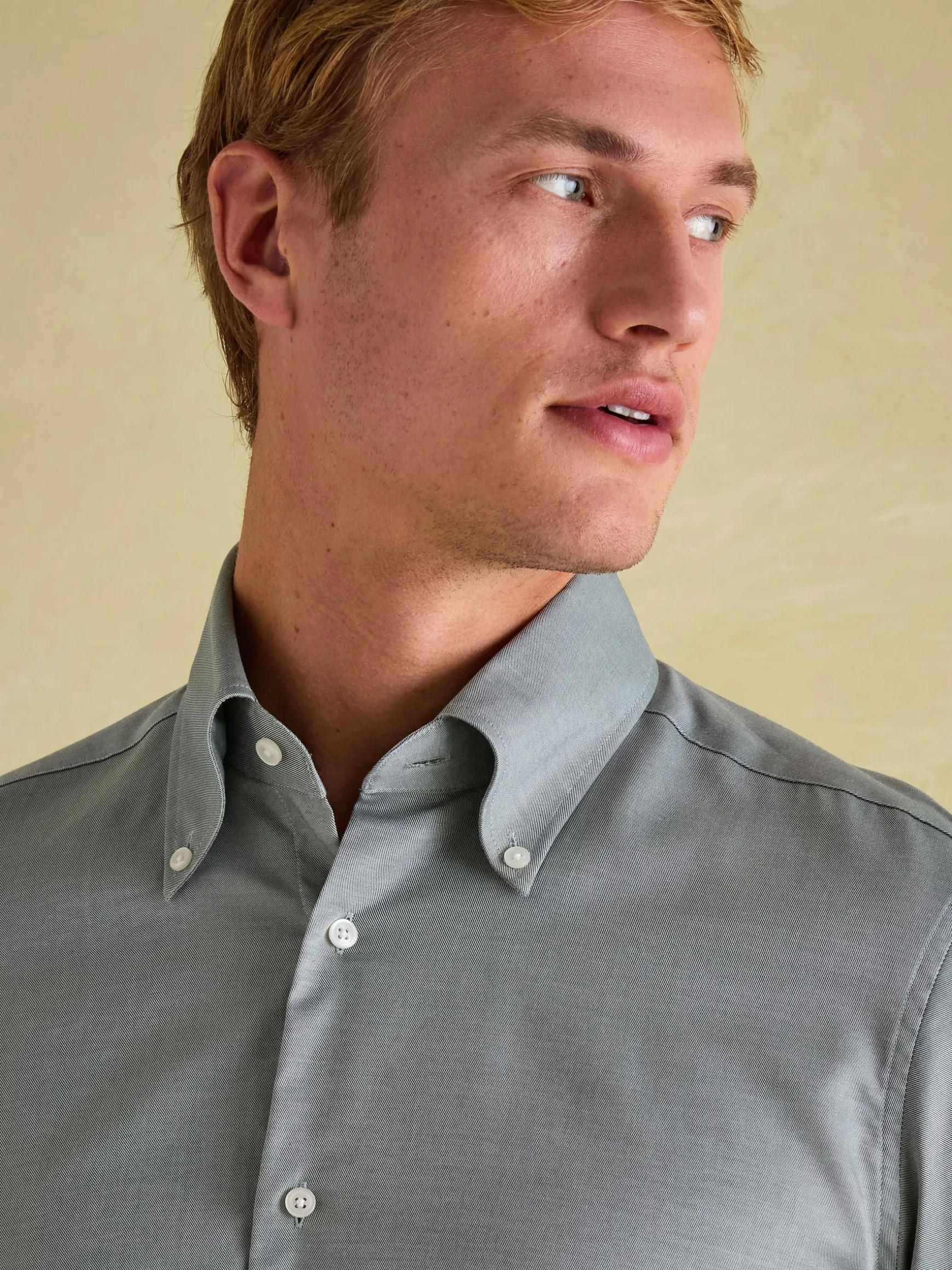 Next Green Regular Fit Twill Single Cuff Shirt