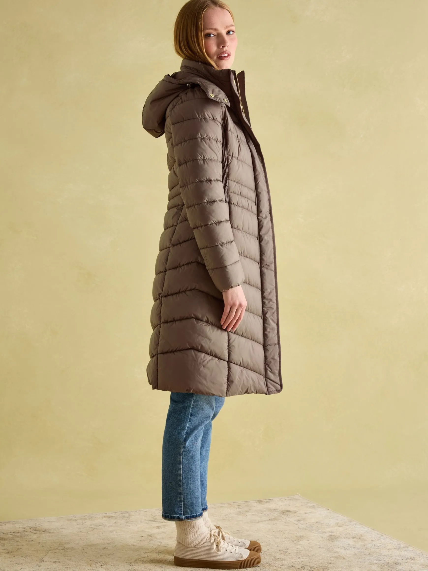 Pembury Neutral Showerproof Longline Padded Coat With Hood