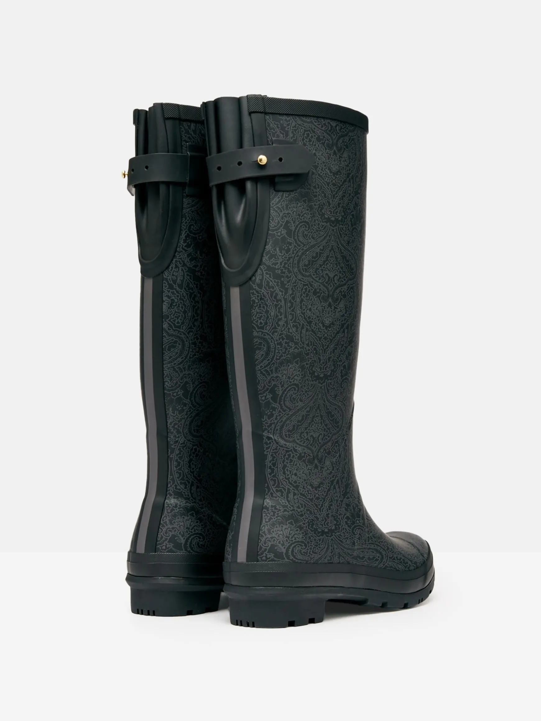 Printed Black Paisley Adjustable Tall Wellies