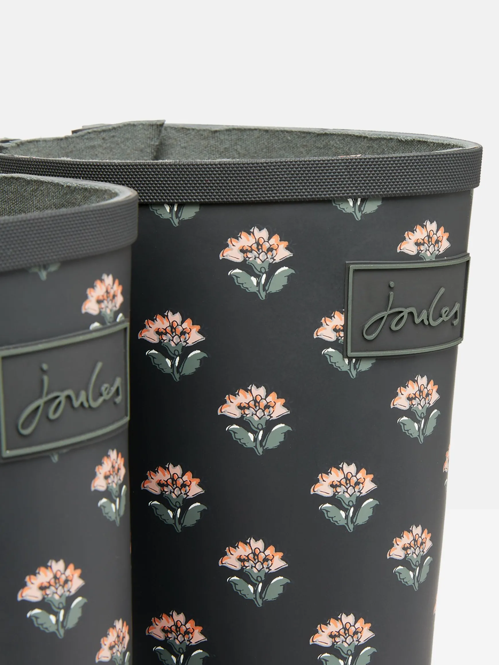 Printed Grey Floral Adjustable Tall Wellies