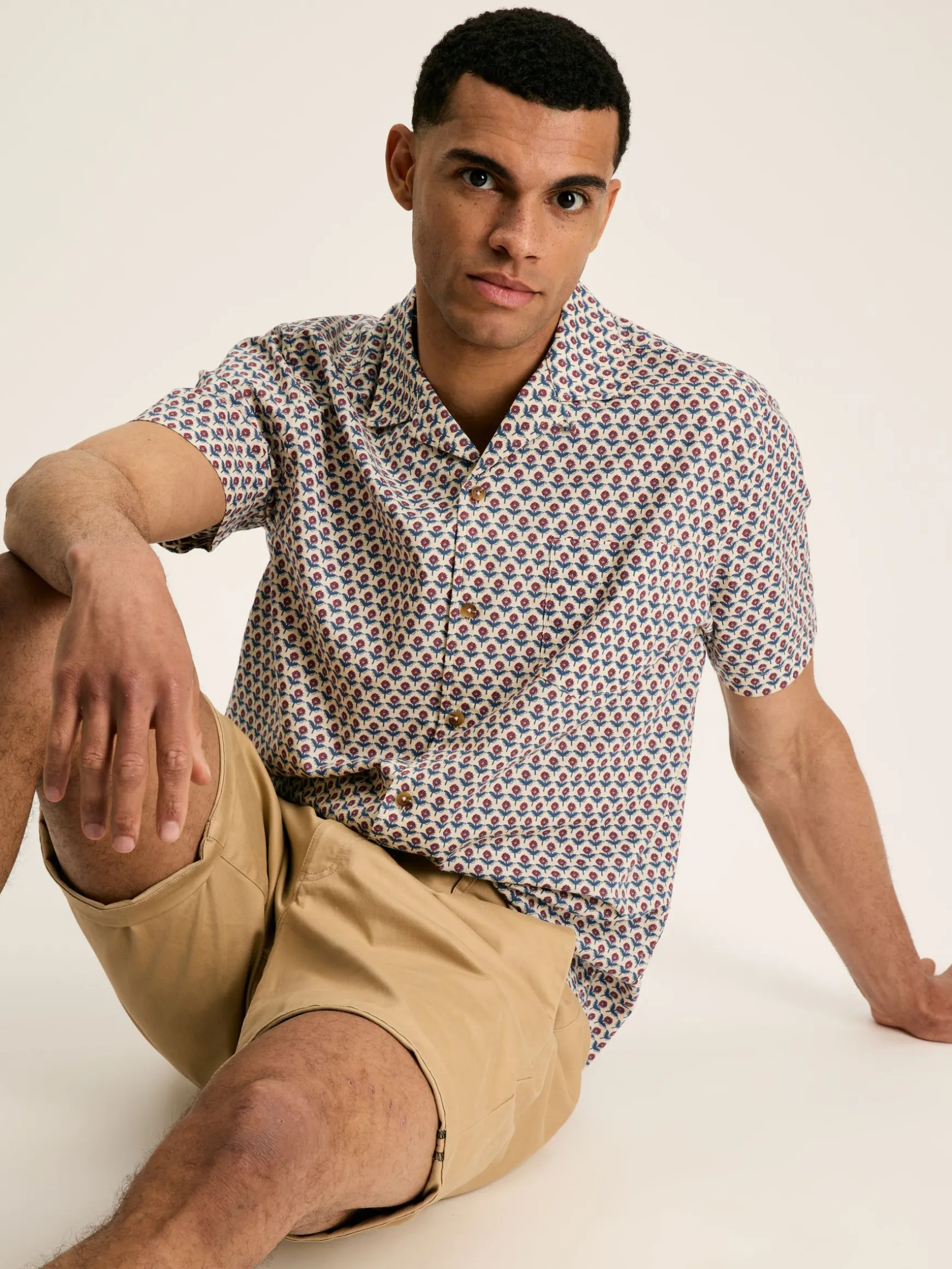 Revere Blue Printed Short Sleeve Shirt