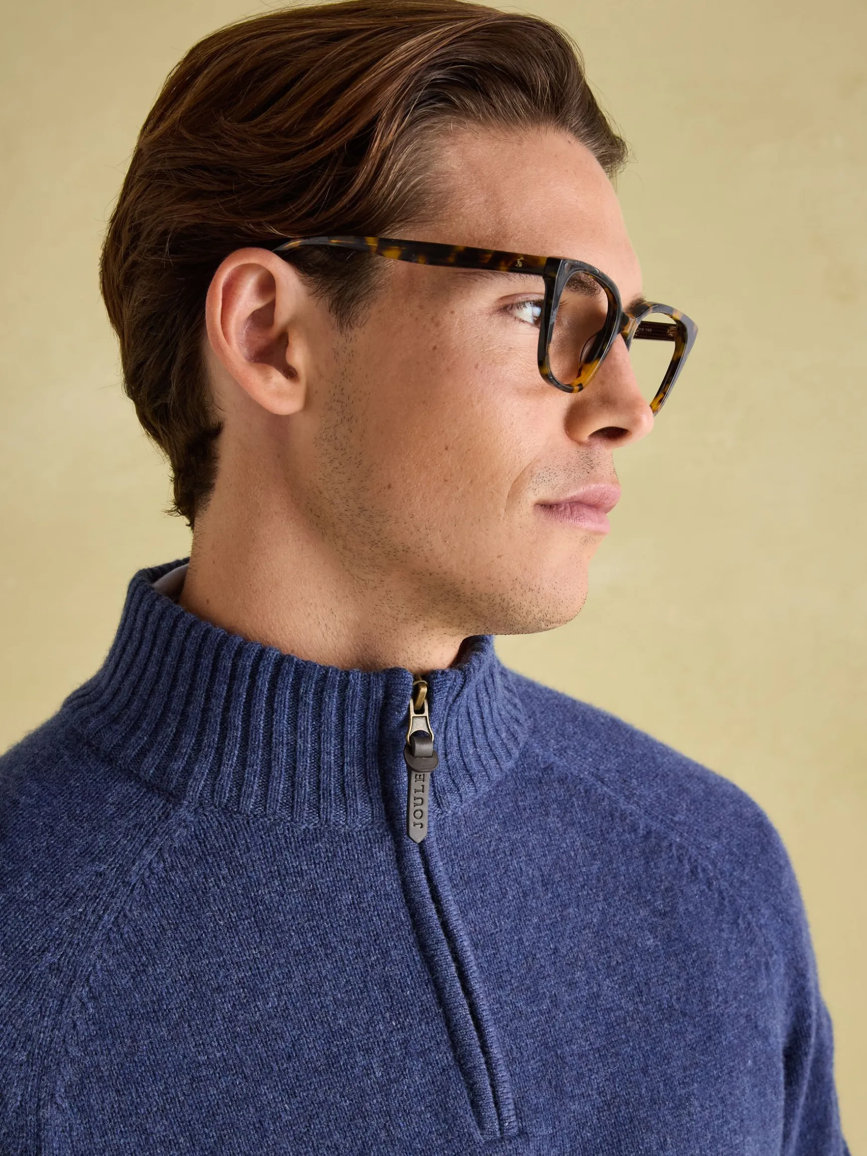 Richmond Navy Lambswool Quarter Zip Knitted Jumper