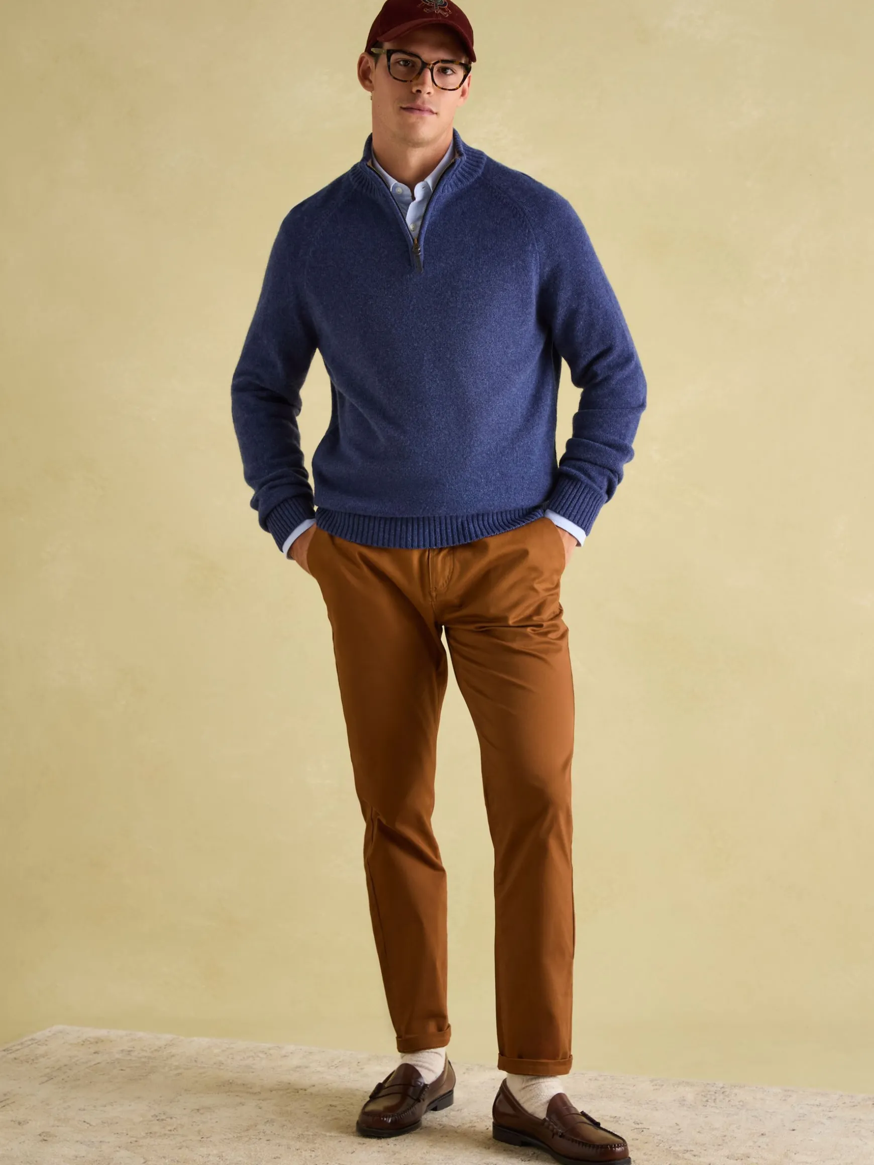 Richmond Navy Lambswool Quarter Zip Knitted Jumper