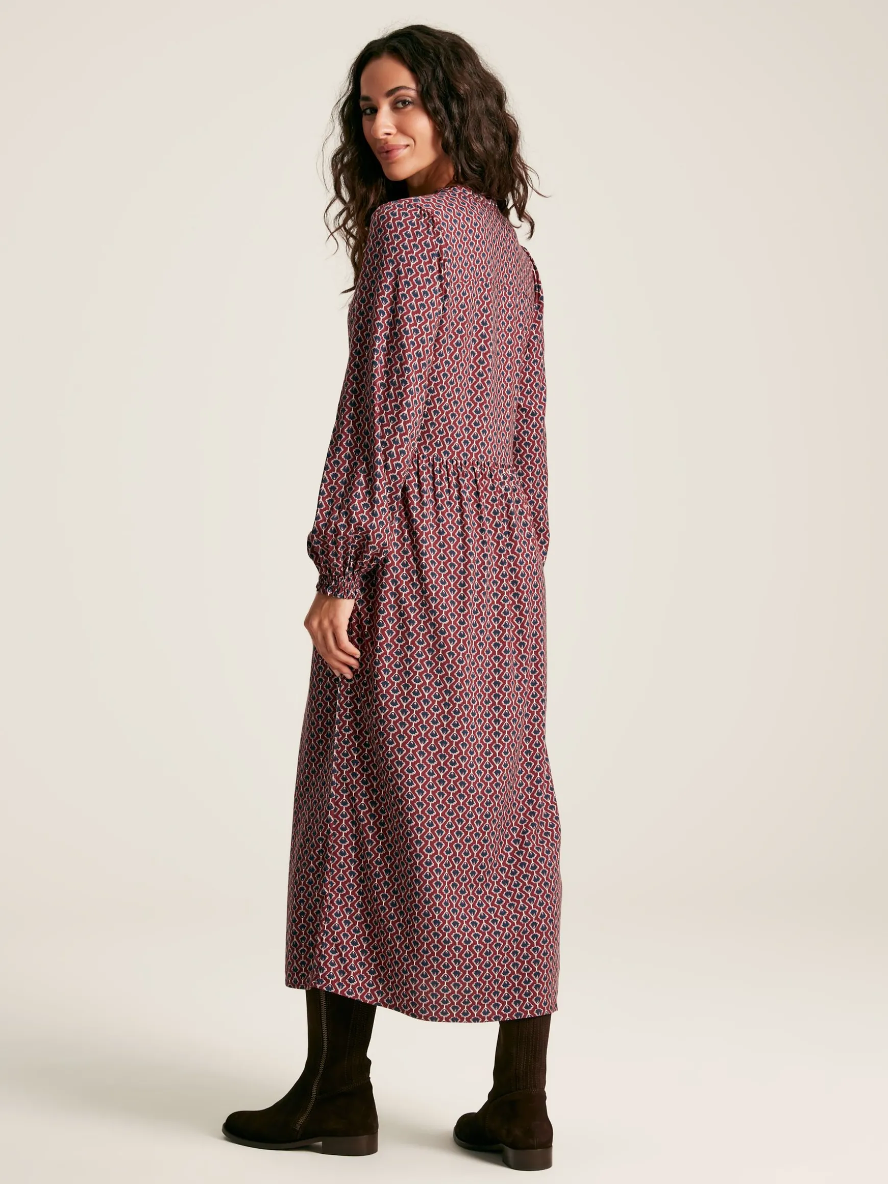 Robyn Burgundy Red Balloon Sleeve Midi Dress