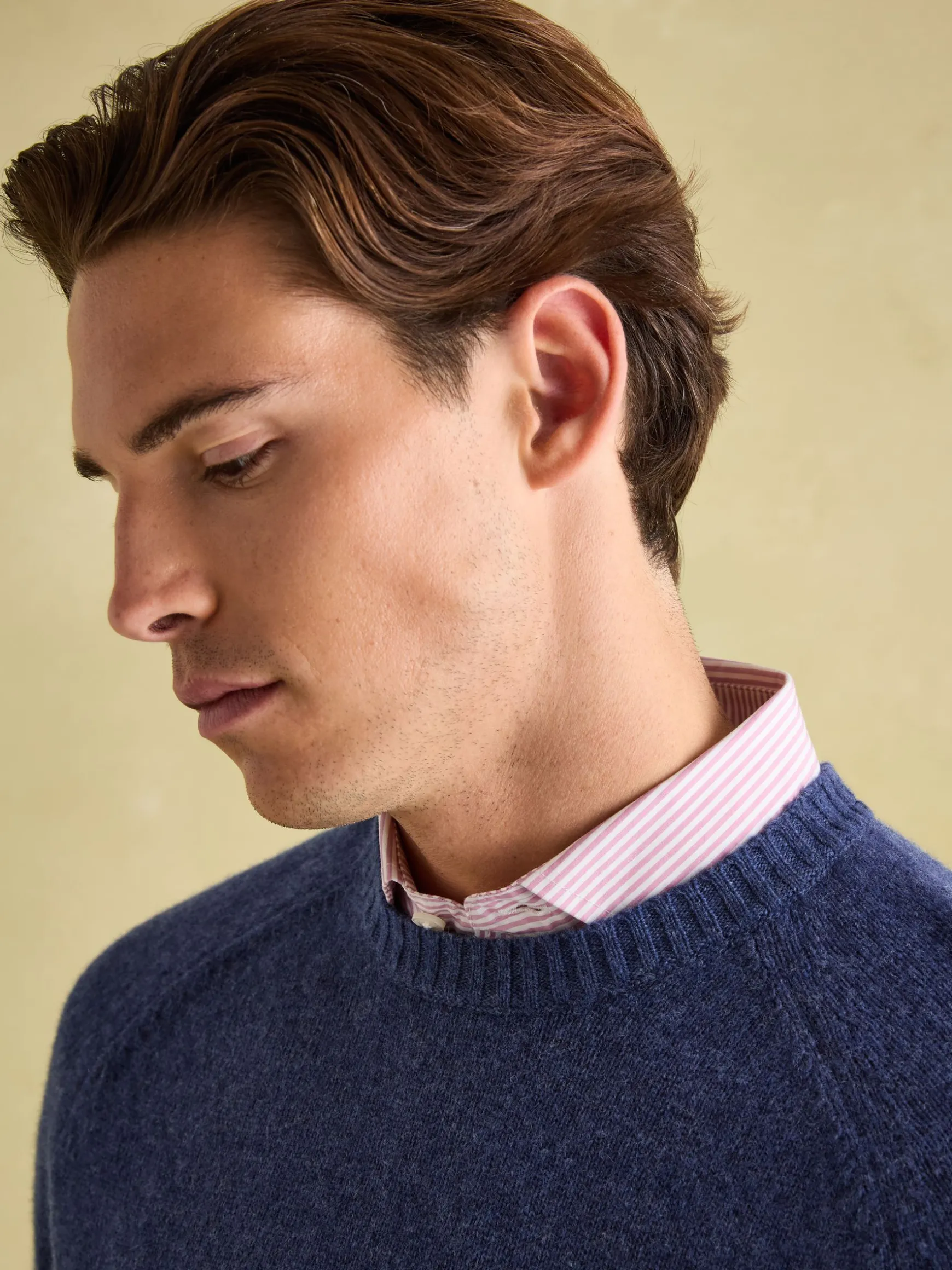 Rowley Navy Lambswool Crew Neck Jumper