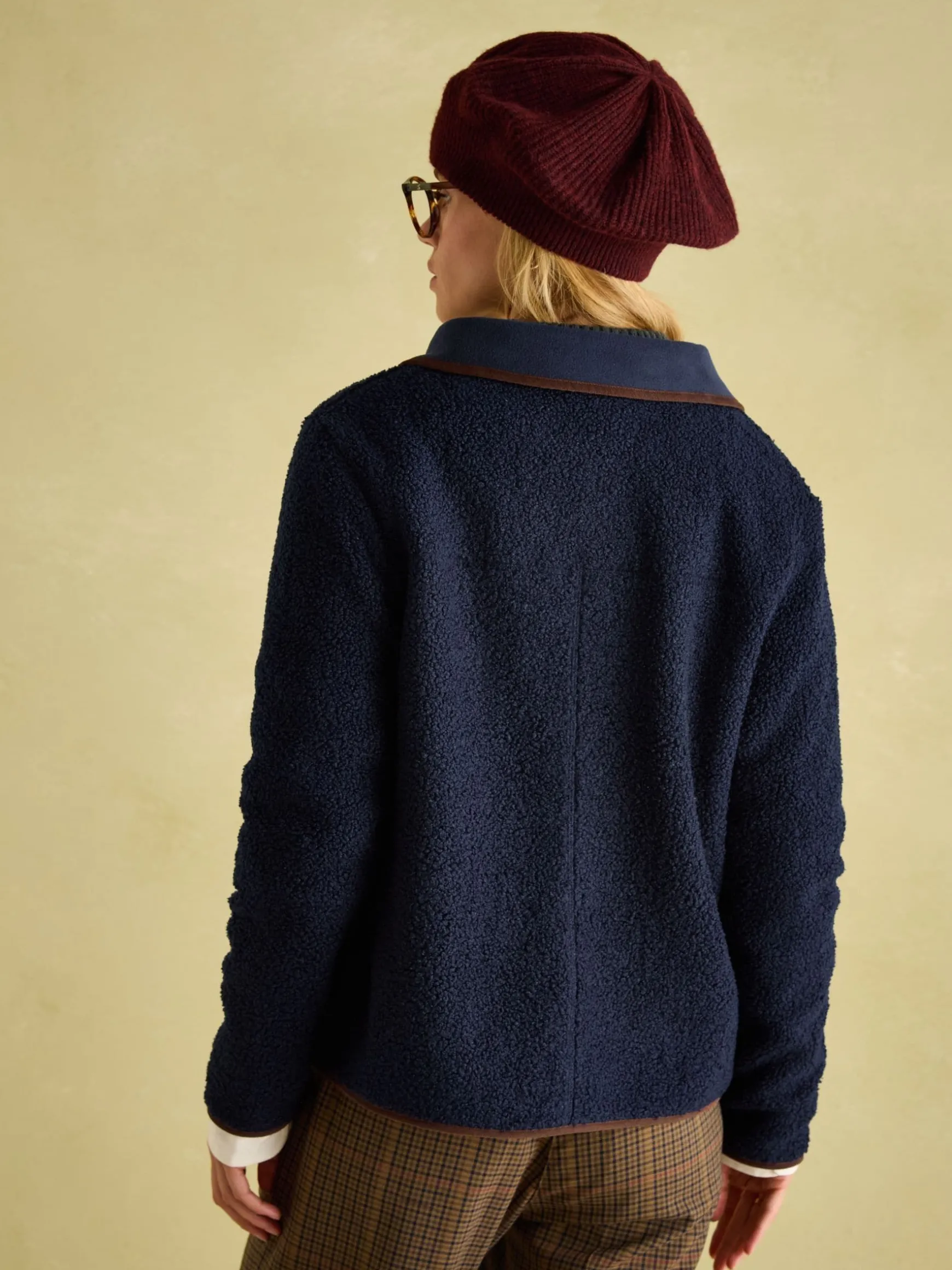 Sadie Navy Button Down Fleece Jacket
