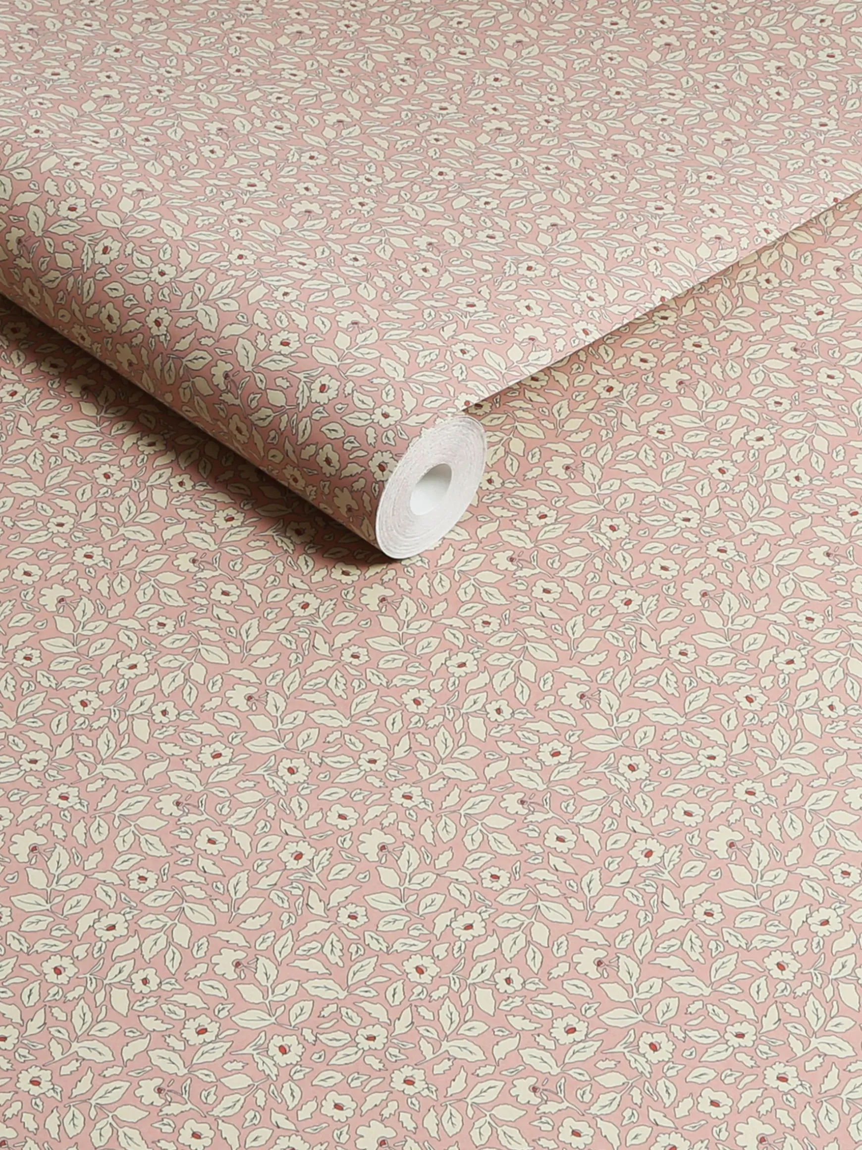 Soft Pink Ditsy Floral Print 10M Wallpaper