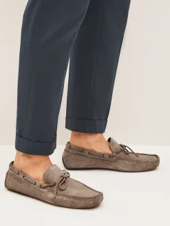 Stone Suede Driver Shoes